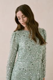 Maya Green All Over Embellished Long Sleeve Modest Maxi Dress - Image 4 of 4