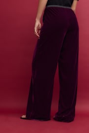 莓紅色 - Velvet Wide Leg Trousers - 圖片 3，共 7