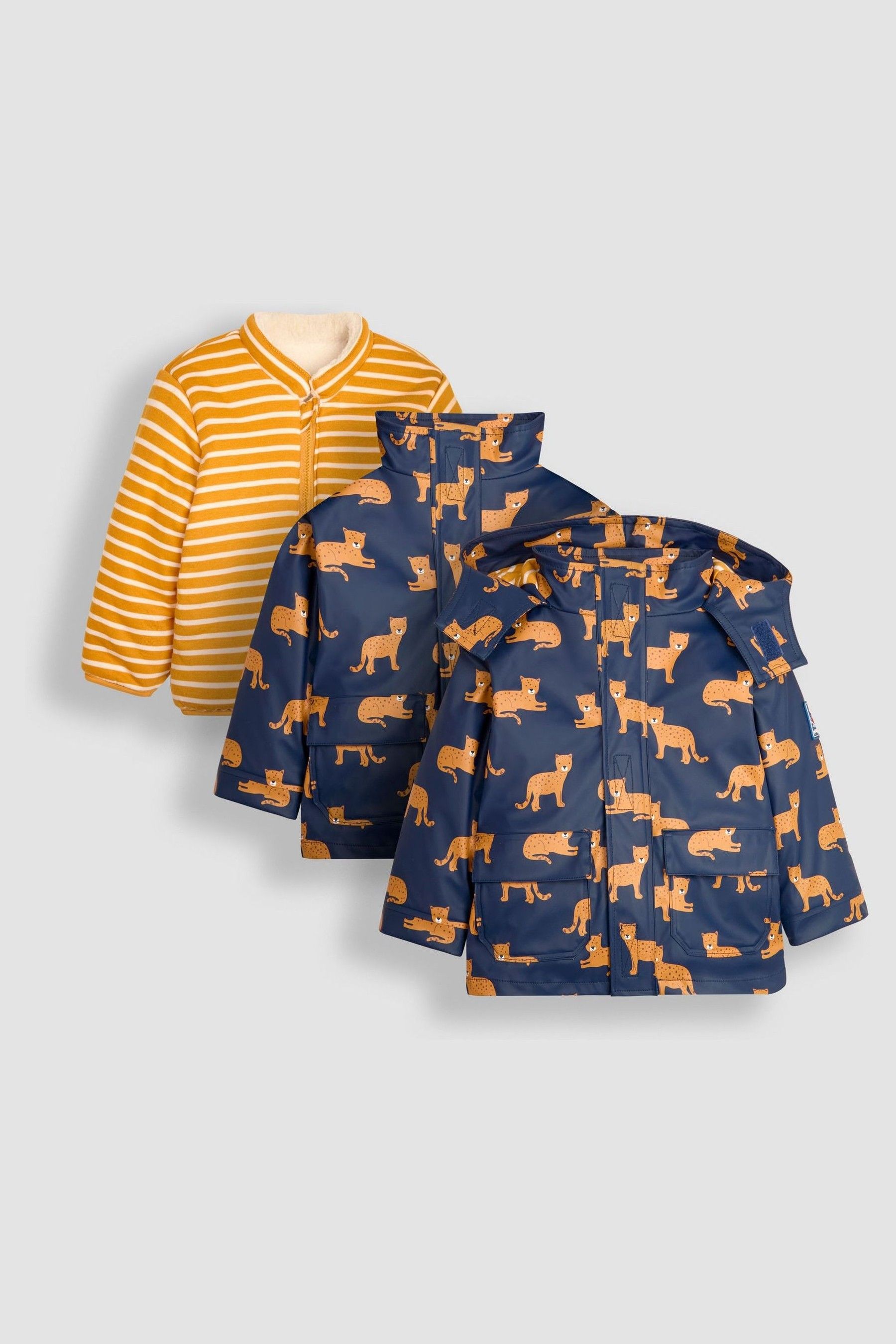 JoJo Maman Bebe Navy Leopard 3 In 1 Waterproof Jacket