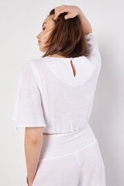 Apricot White Tetra Cotton Batwing Puff Top - Image 2 of 4