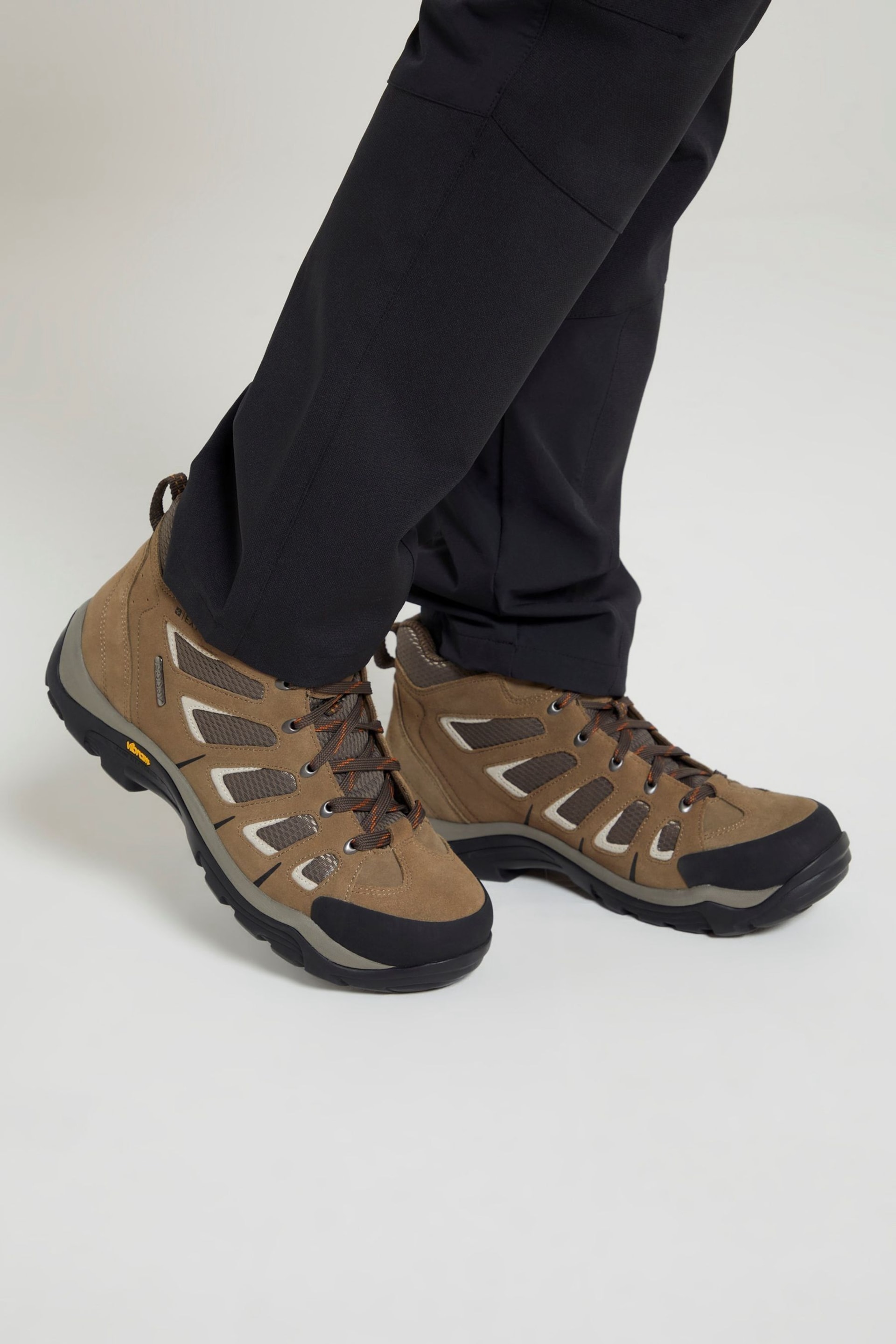 Mountain Warehouse Brown Mens Wide Fit Field Waterproof Vibram Walking Boots - Image 2 of 5