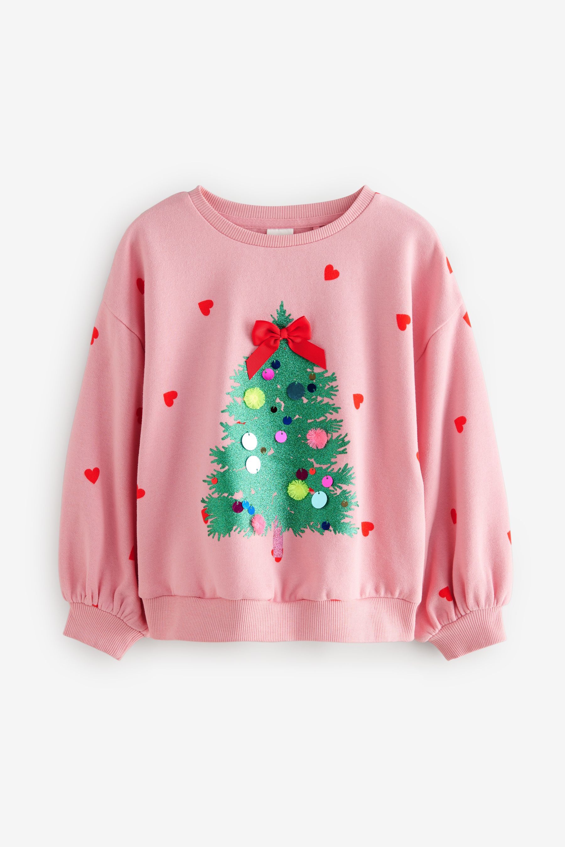 Buy Pink Embellished Christmas Tree Sweatshirt 3 16yrs from Next Luxembourg