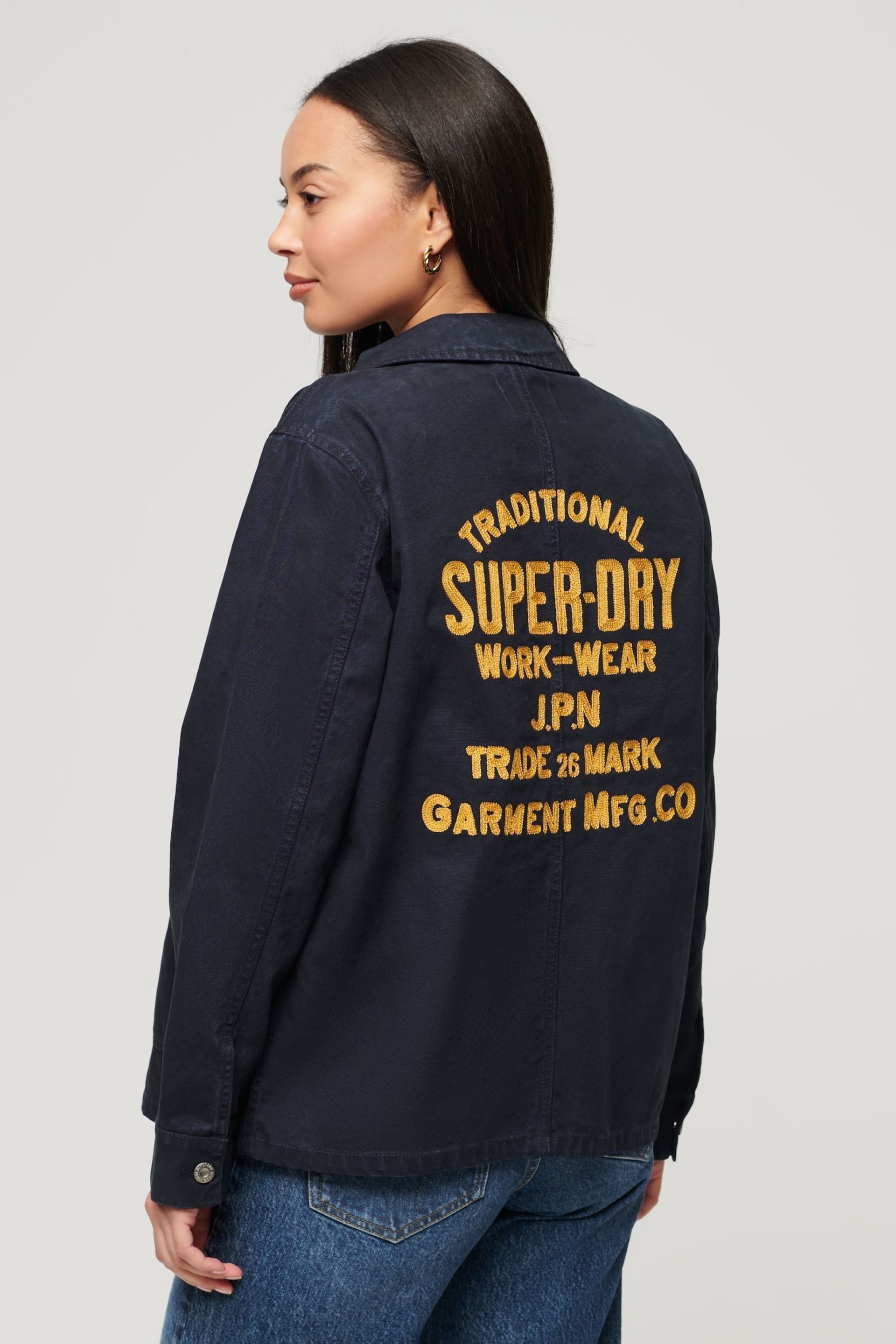 SUPERDRY Blue SUPERDRY Canvas Chore Jacket - Image 3 of 7