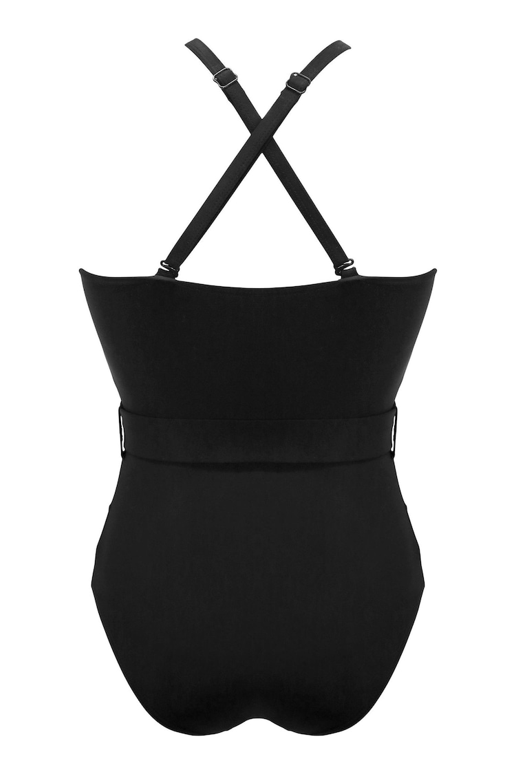 Pour Moi Black Shoreline High Neck Mesh Belted Swimsuit - Image 4 of 4