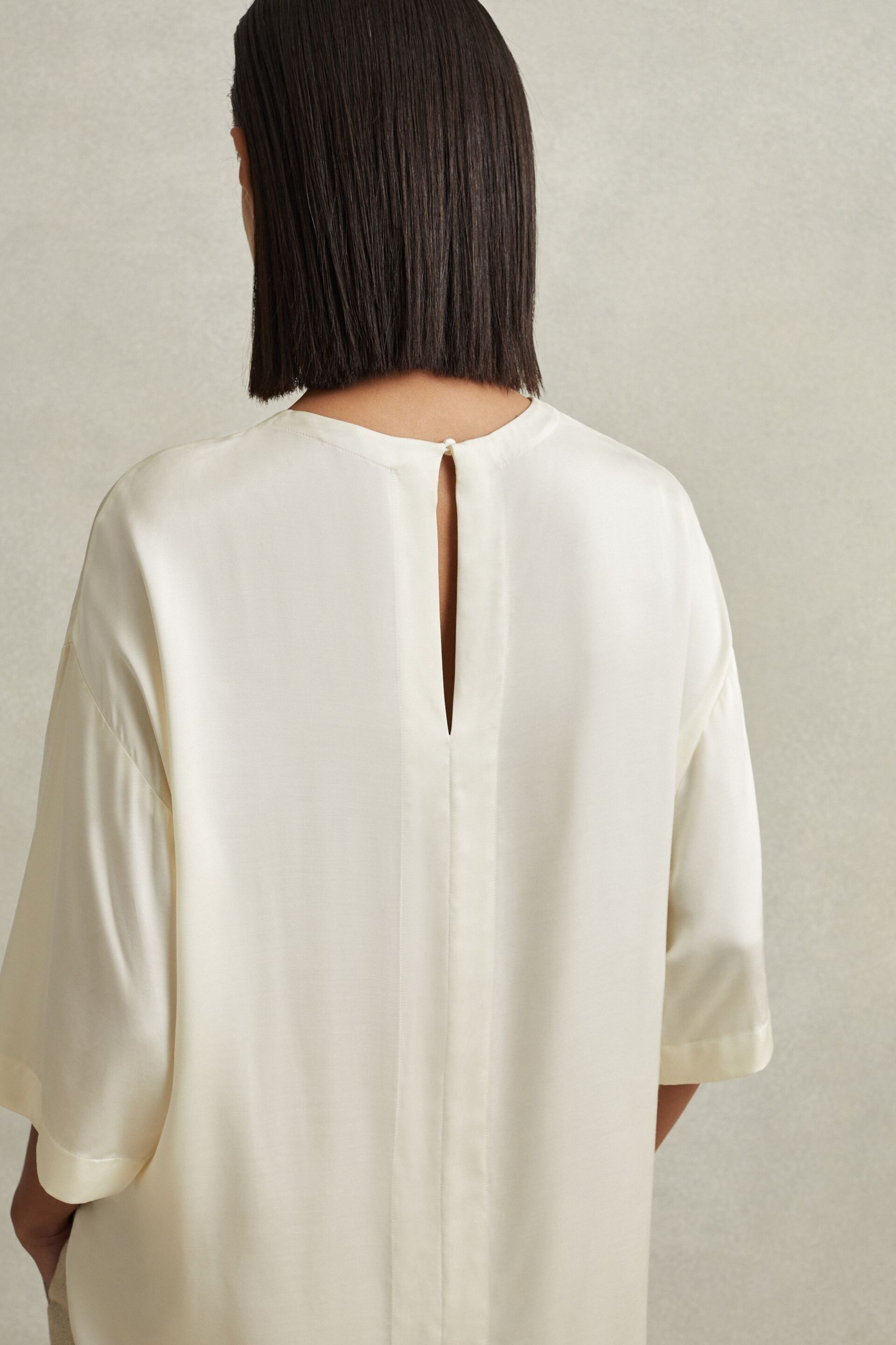 Reiss Ivory Anya Relaxed Satin Blouse - Image 6 of 7