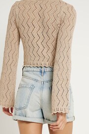 River Island Gold Shimmer Crochet Button Up Cardigan - Image 2 of 4