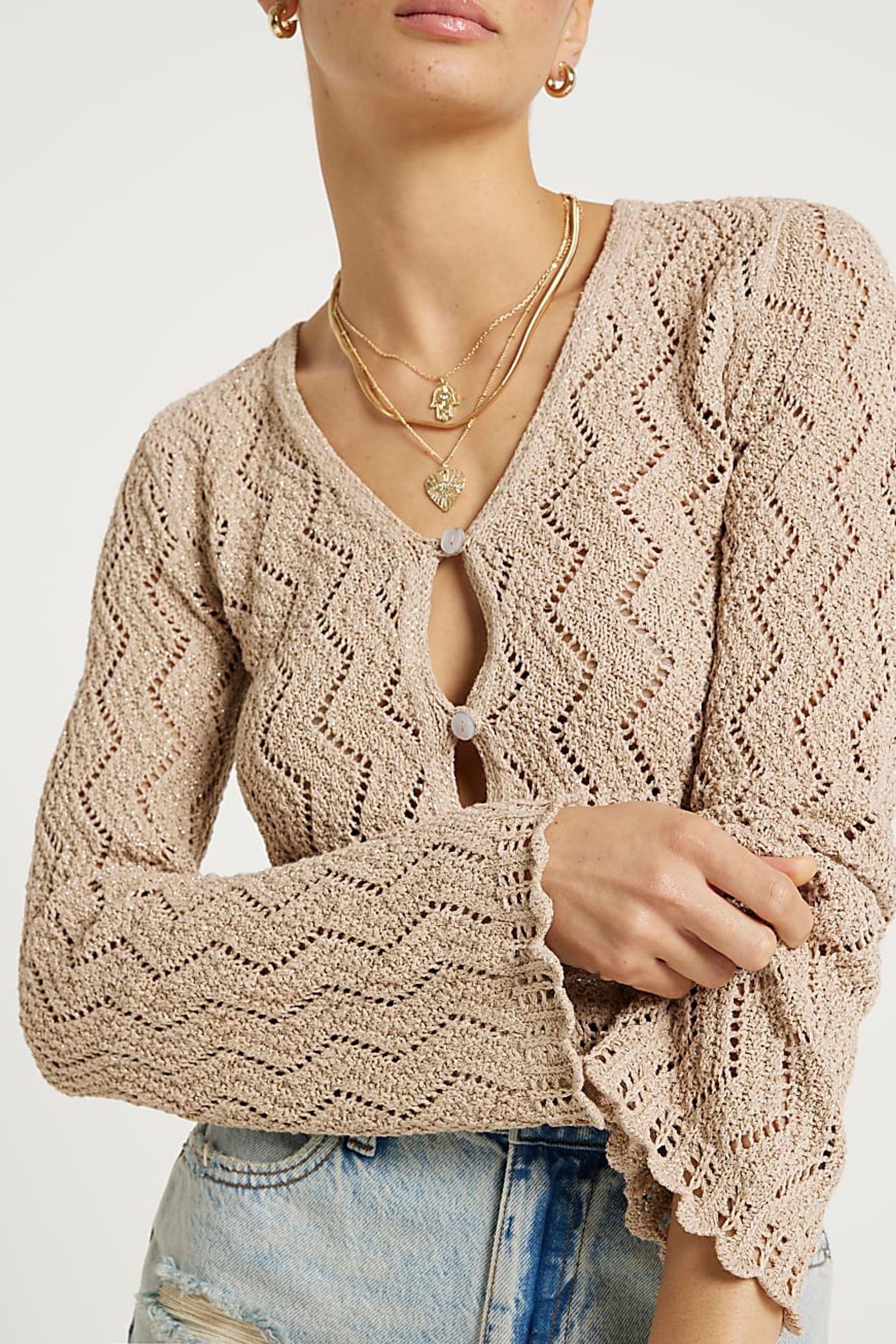 Gold shimmer cardigan hotsell