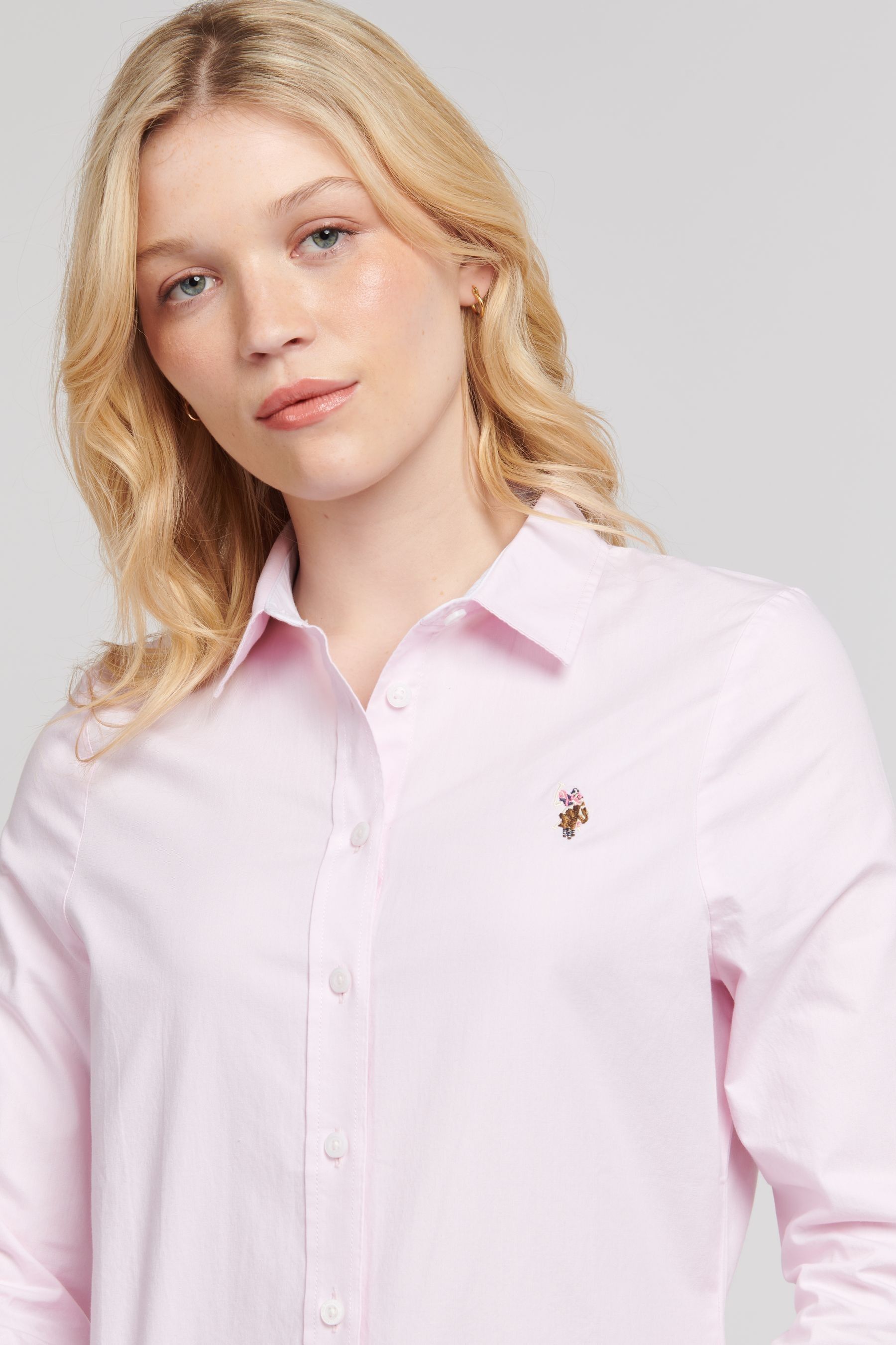 Pink polo button up on sale