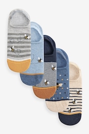 Navy/Ochre Bee Invisible Socks 5 Pack - Image 1 of 6