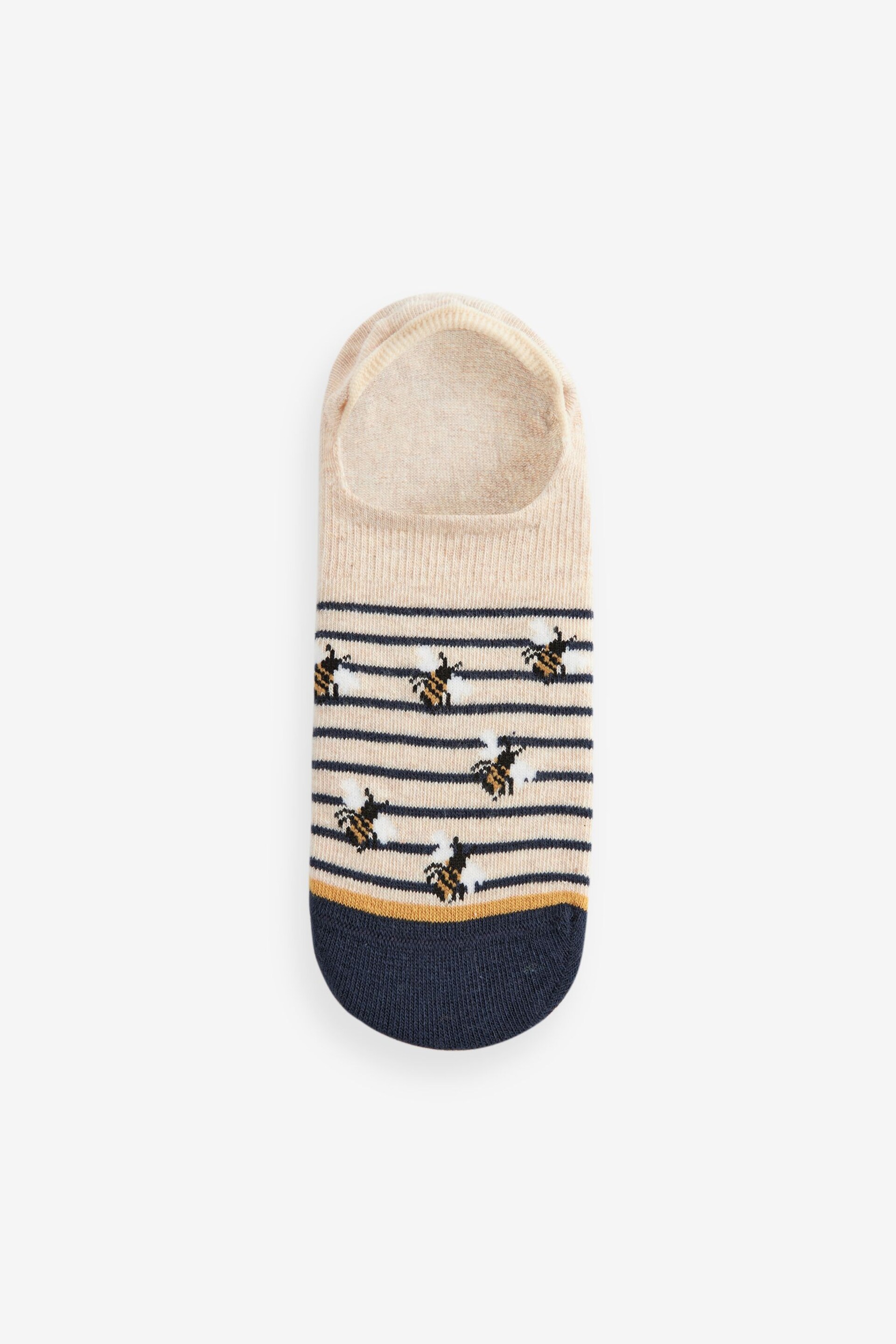 Navy/Ochre Bee Invisible Socks 5 Pack - Image 2 of 6