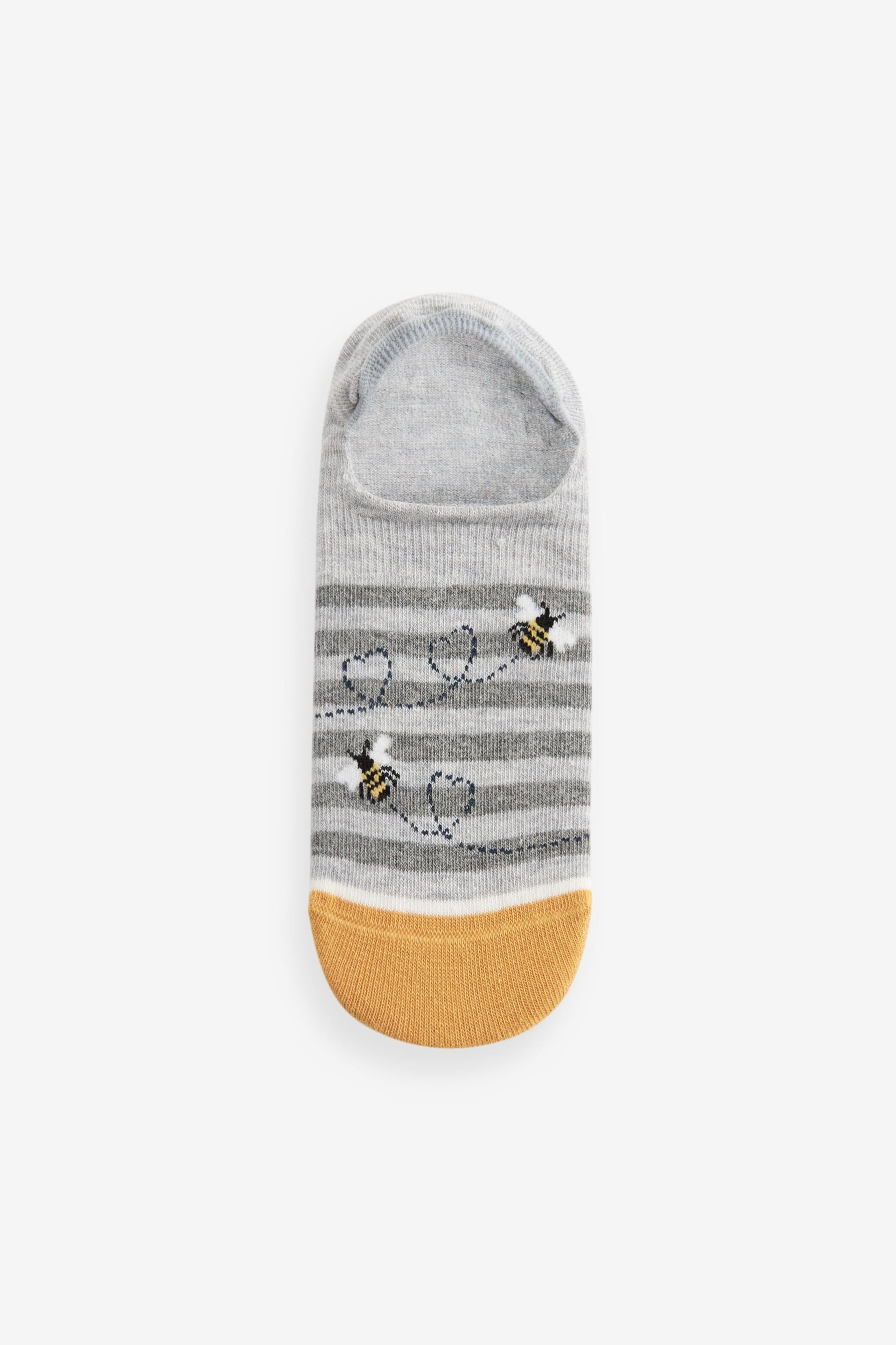 Navy/Ochre Bee Invisible Socks 5 Pack - Image 3 of 6