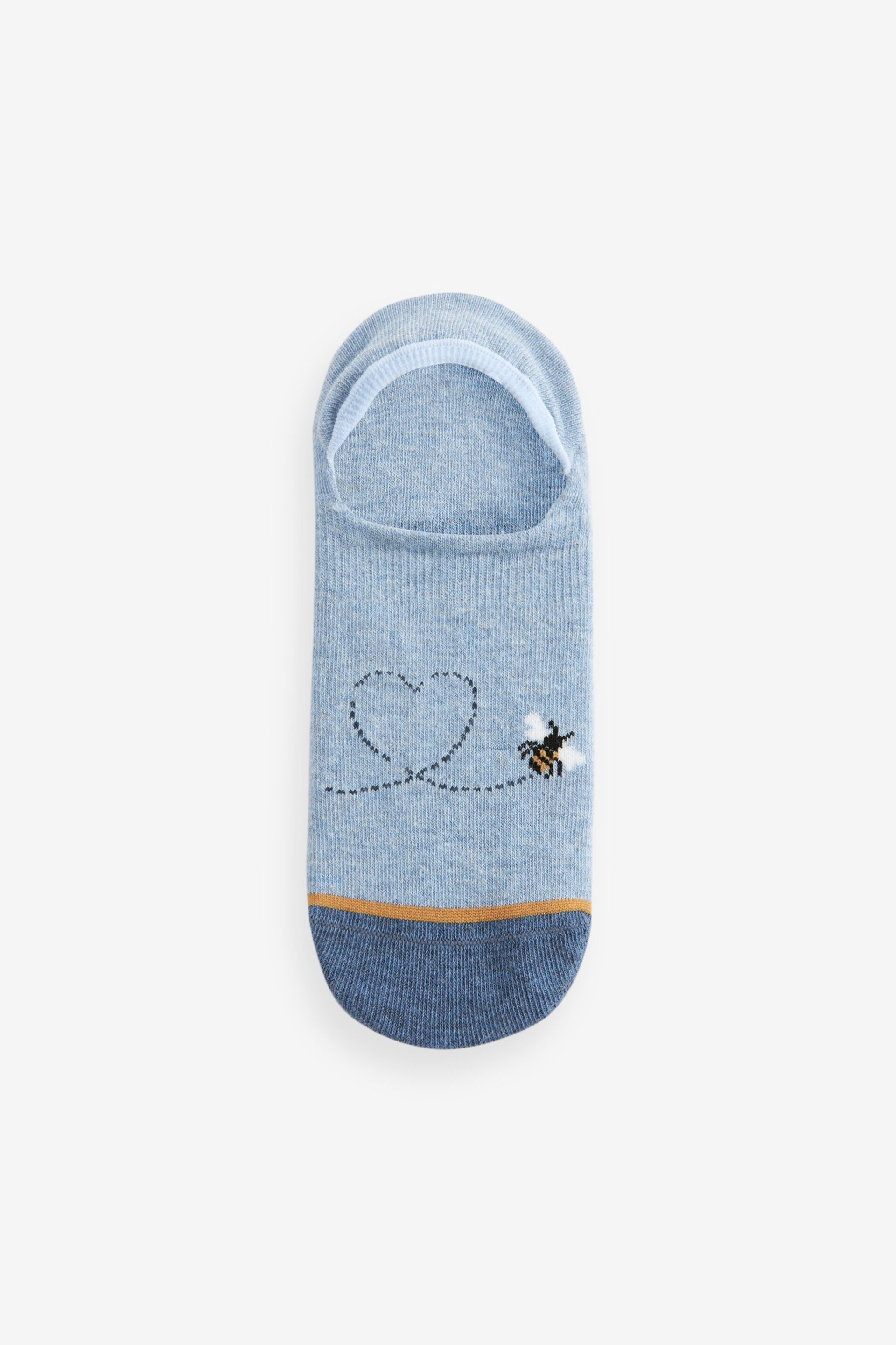 Navy/Ochre Bee Invisible Socks 5 Pack - Image 6 of 6