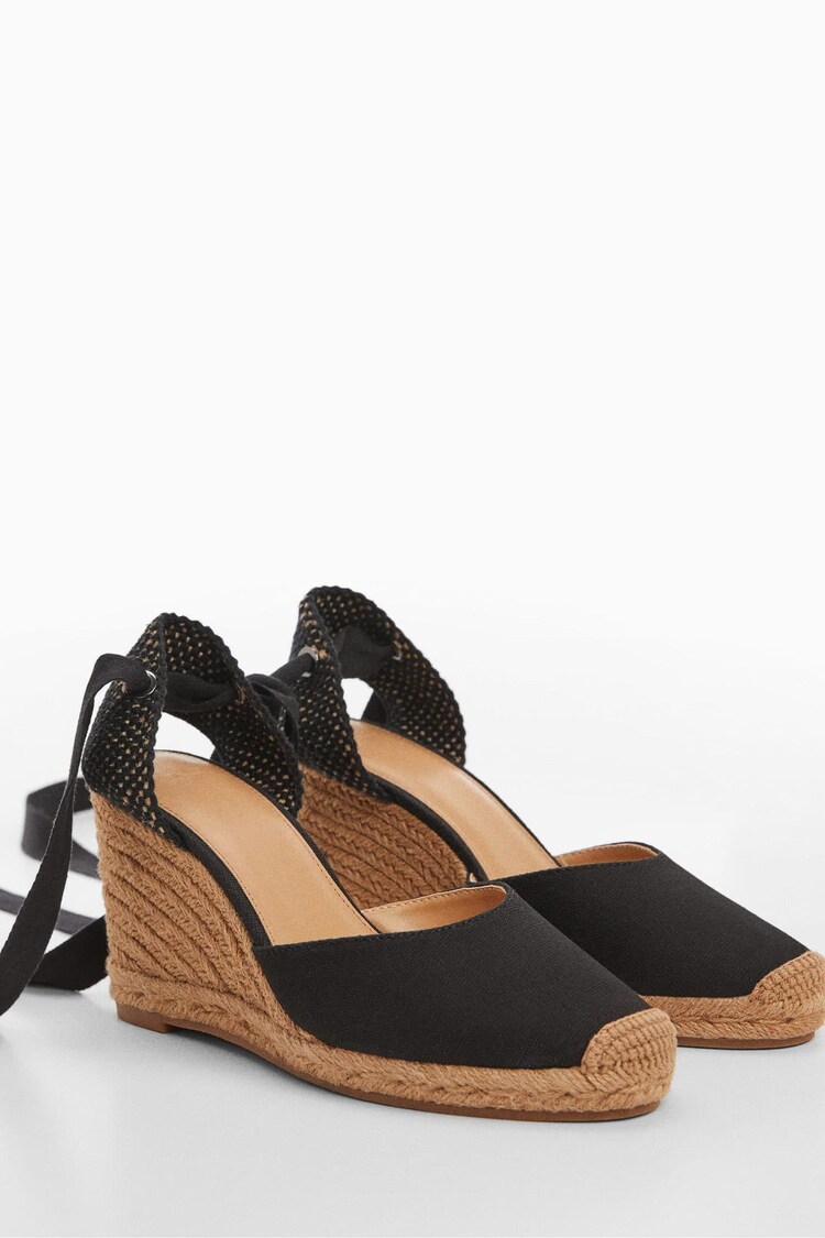 Mango Black Lace-Up Espadrilles - Image 2 of 3