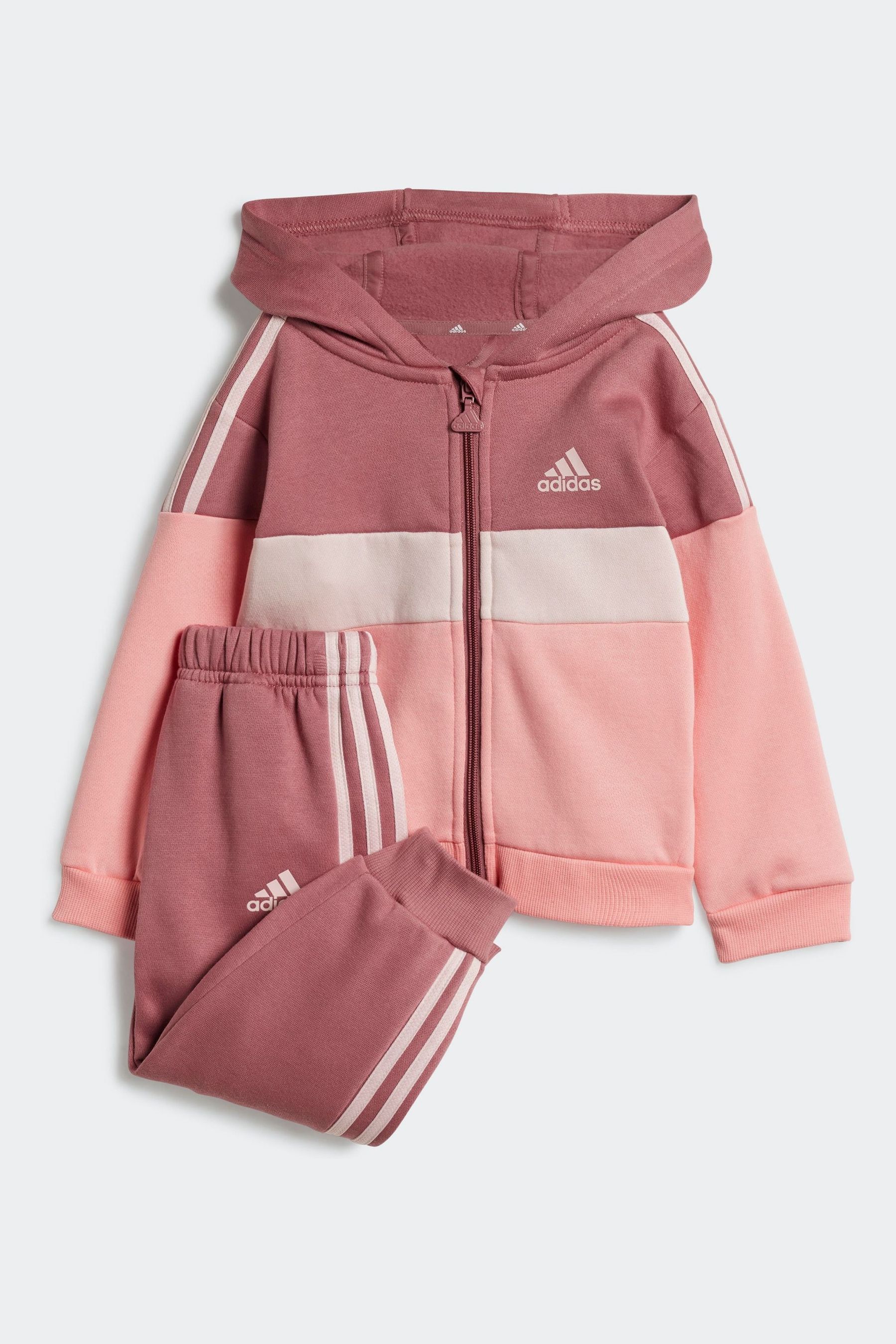 Buy adidas Pink Kids Tiberio 3 Stripes Colourblock Fleece Tracksuit from the Next UK online shop