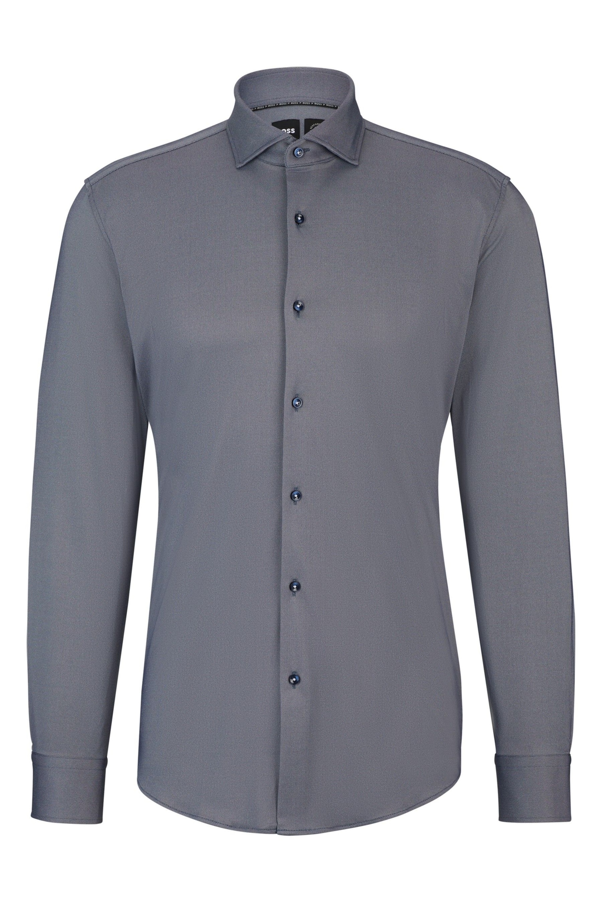 BOSS Blue Slim-Fit Shirt In Structured Performance-Stretch Fabric - Image 6 of 6