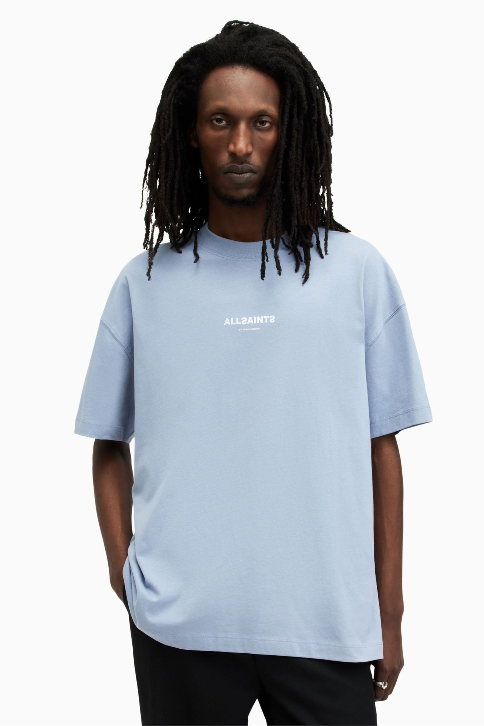 AllSaints Blue Subverse Short Sleeve Crew T-Shirt - Image 1 of 6