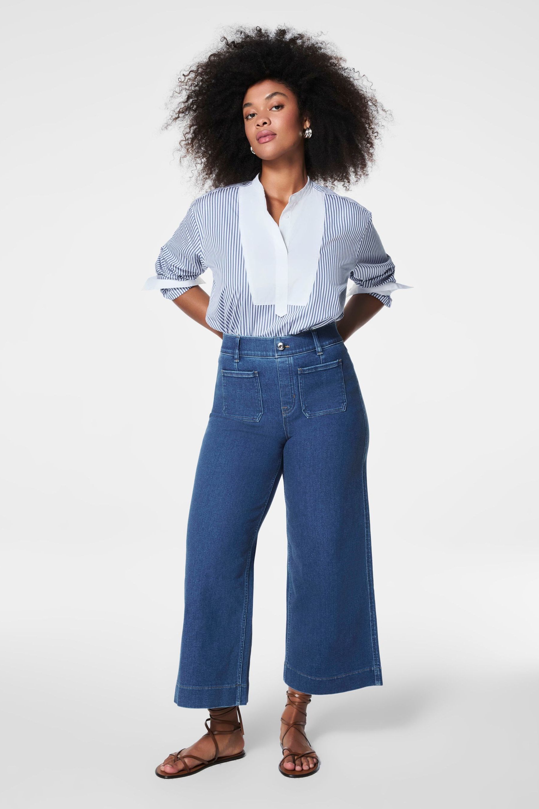 White cropped wide leg jeans on sale