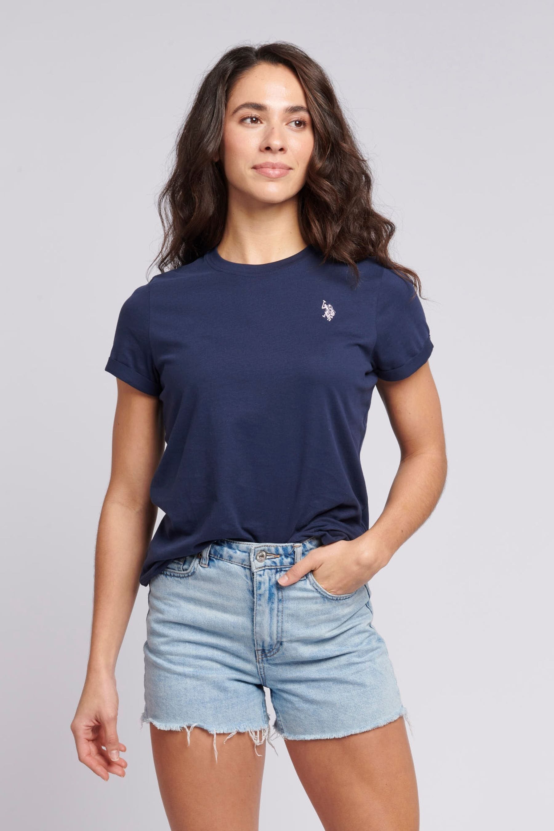 Polo crew neck womens top