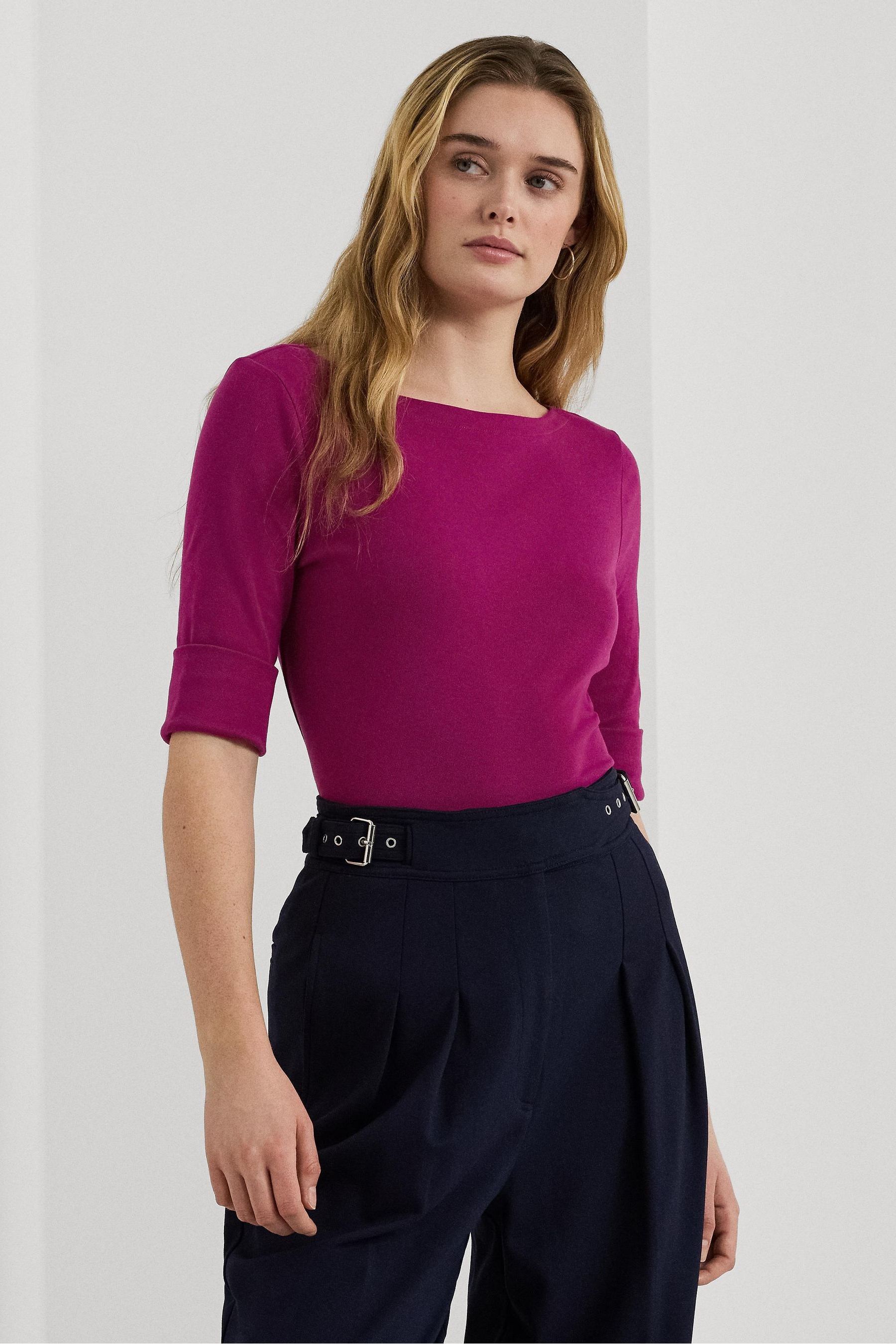Buy Lauren Ralph Lauren Judy Stretch Cotton Boatneck Top from Next Luxembourg