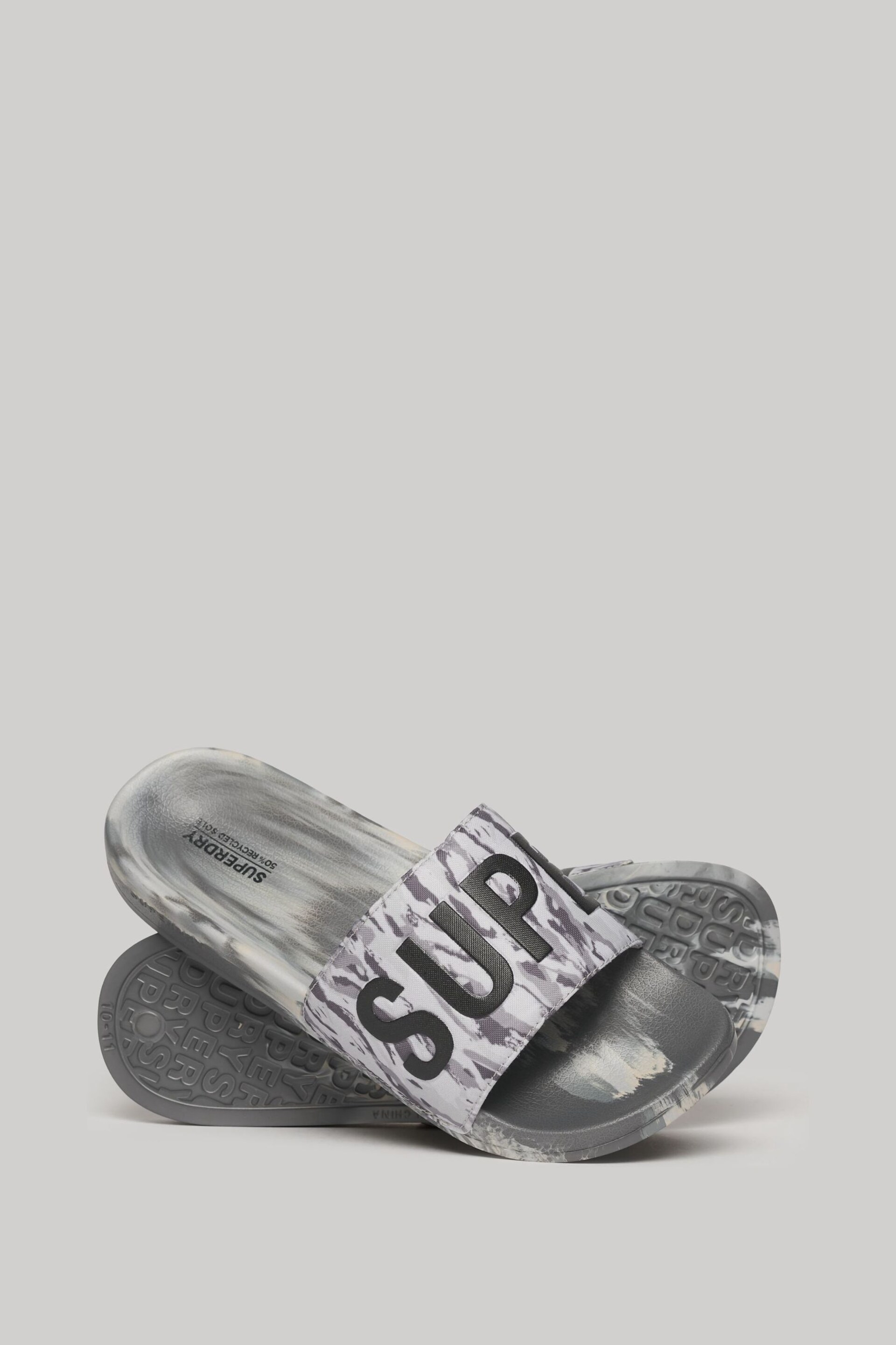 Superdry Grey Vegan Camo Pool Sliders - Image 1 of 4
