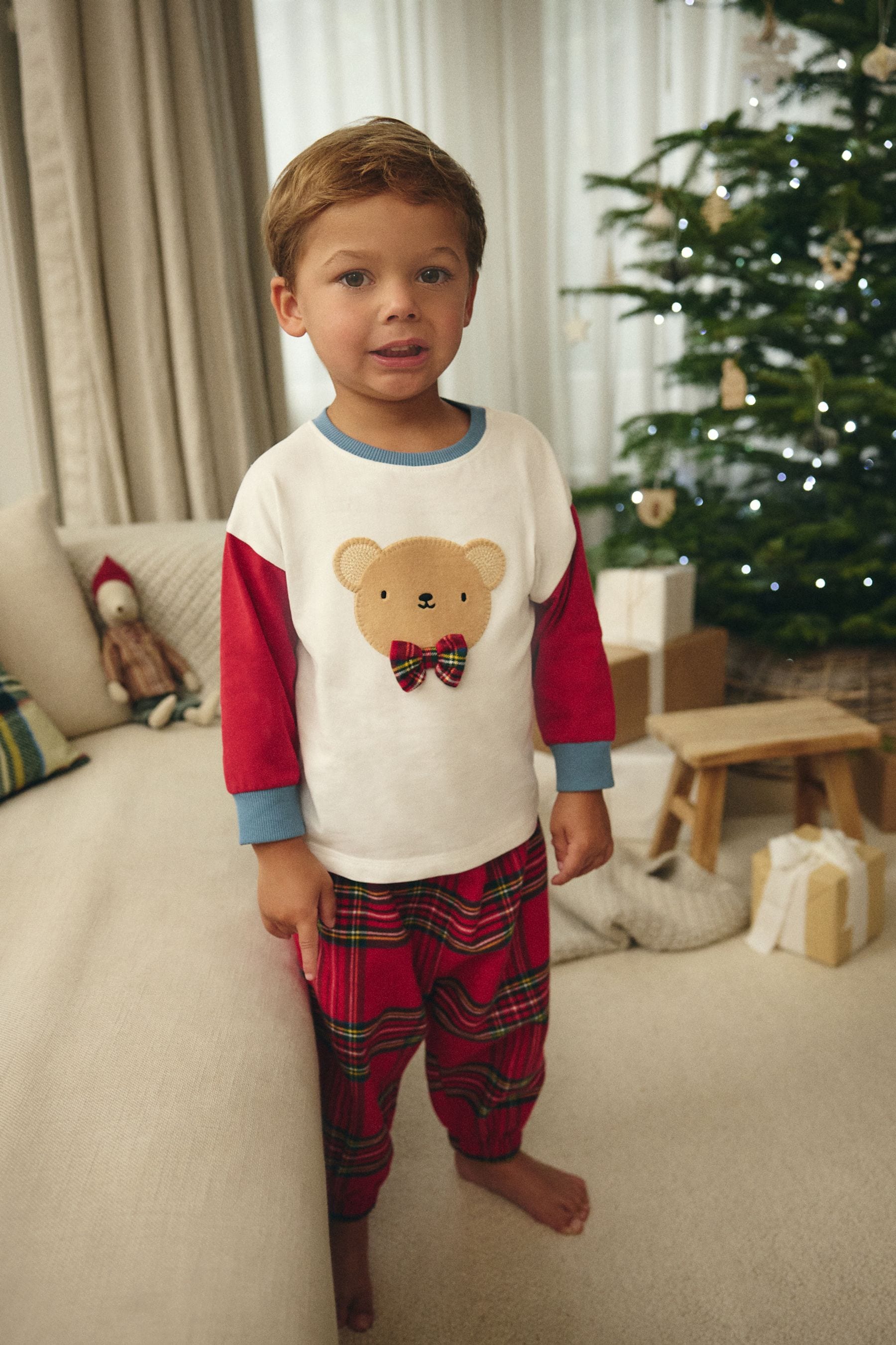 Buy Red Baby Check Bear Single 100 Cotton Pyjamas 12mths 8yrs from Next Luxembourg