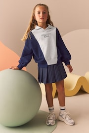 Navy/Grey Sweatshirt And Pleated Pinstripe Skort Set (3-16yrs) - Image 1 of 3