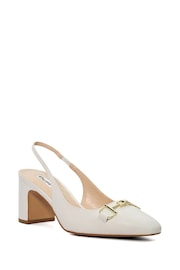 Dune London White Standard Fit Detailed Block Heel Snaffle Slingbacks - Image 3 of 4