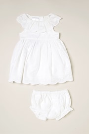 Rock-A-Bye Baby Boutique Broderie Anglaise White Dress Pant and Headband Outfit Set - Image 1 of 3