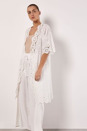 Apricot White Cotton Blend Lace Longline Cover Up - Image 1 of 4