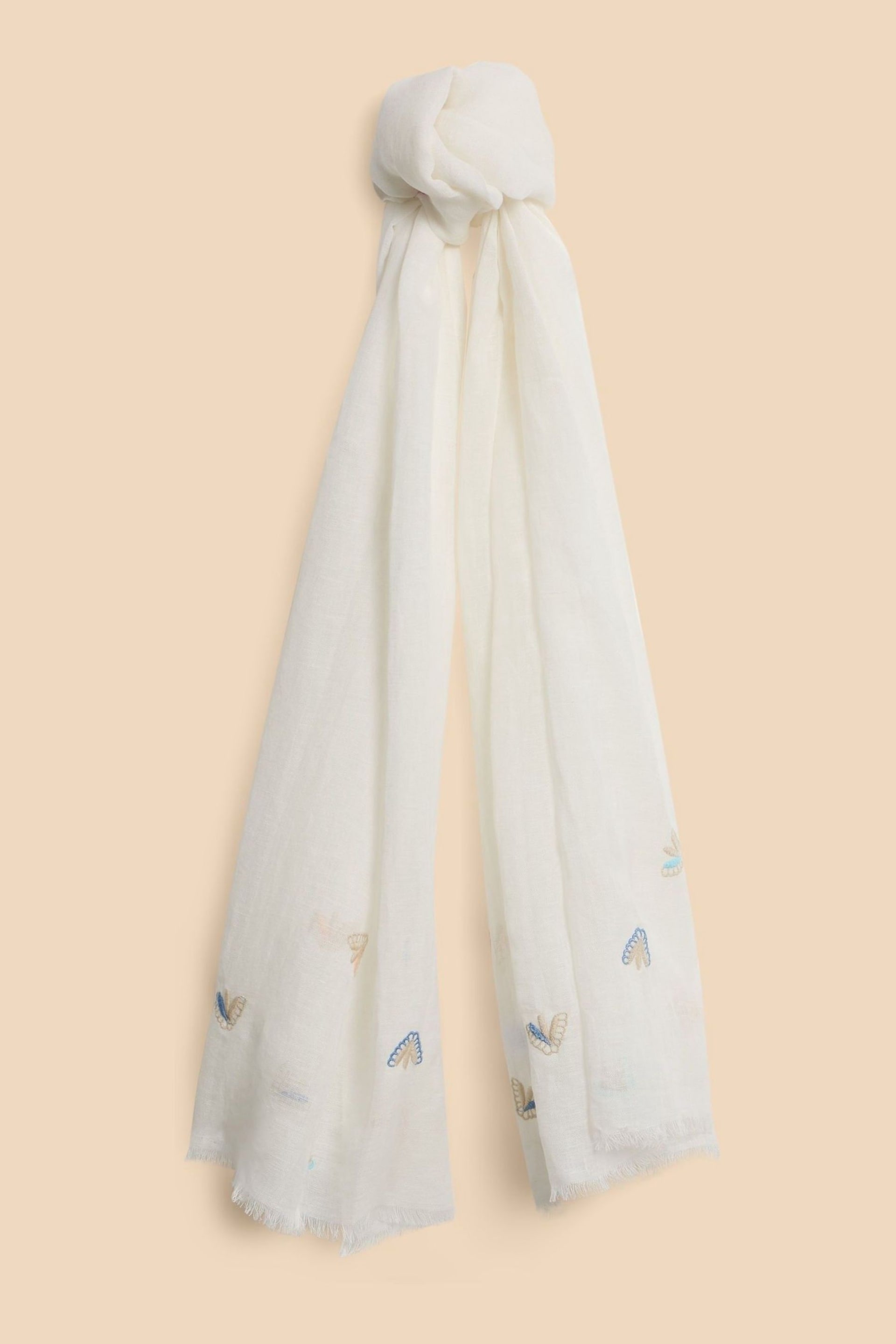 White Stuff White Embroidered Blend Scarf - Image 1 of 3