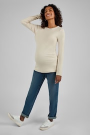 JoJo Maman Bébé Oatmeal Cream & Black 2-Pack Ribbed Jersey Maternity Tops - Image 7 of 11