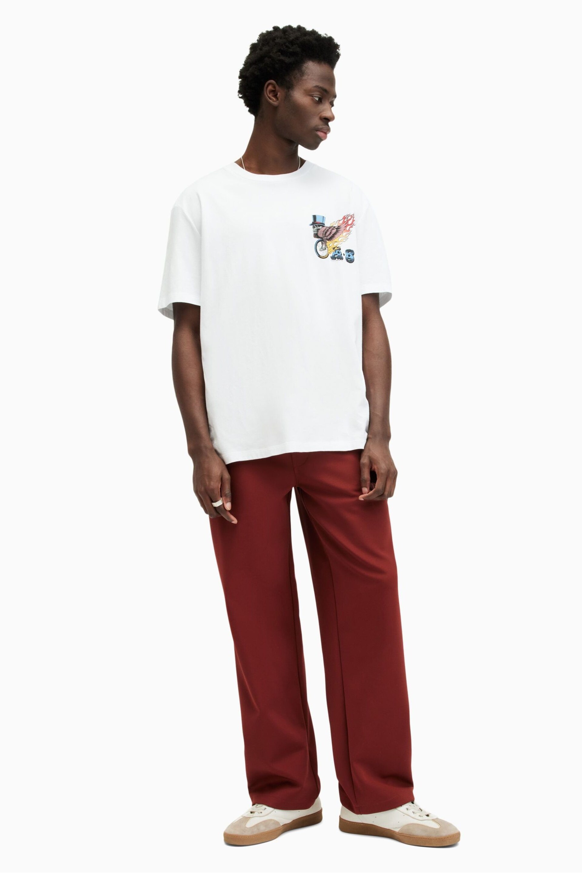AllSaints White Roller Short Sleeve Crew Neck T-Shirt - Image 1 of 7