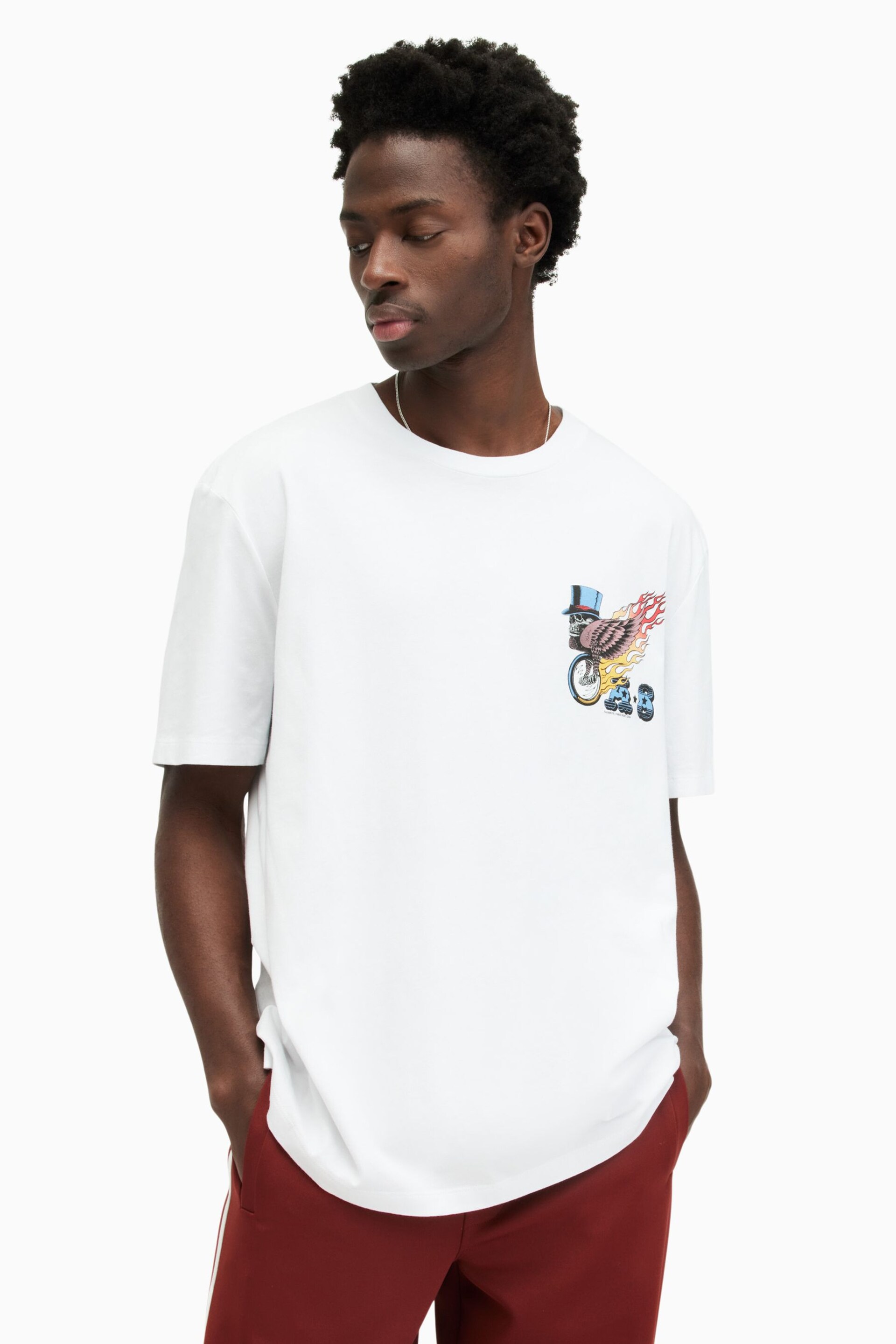 AllSaints White Roller Short Sleeve Crew Neck T-Shirt - Image 3 of 7