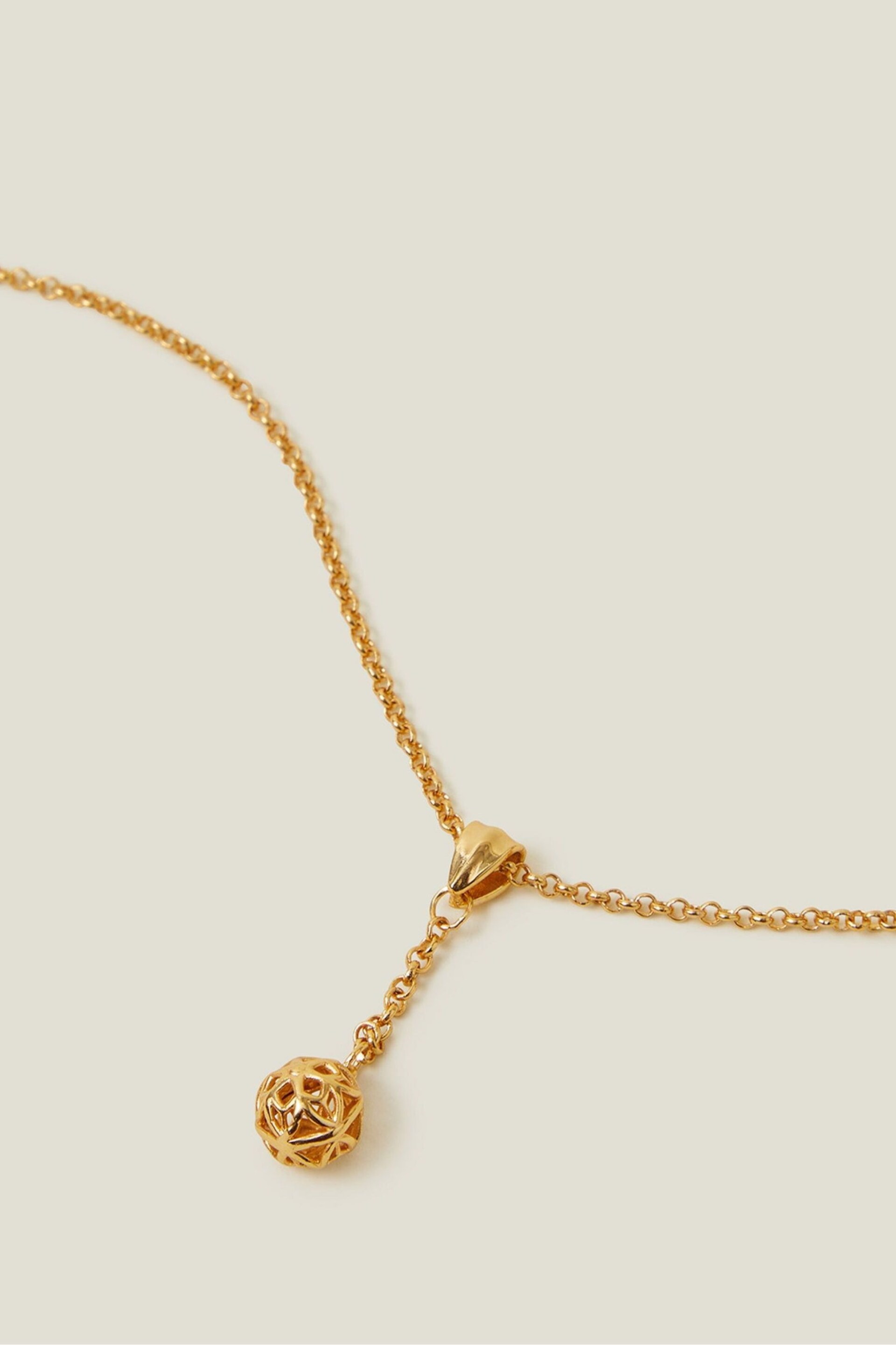 Accessorize 14ct Gold Plated Bead Y Necklace - Image 1 of 3