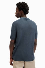 AllSaints Blue Aspen Short Sleeve Polo Shirt - Image 5 of 6