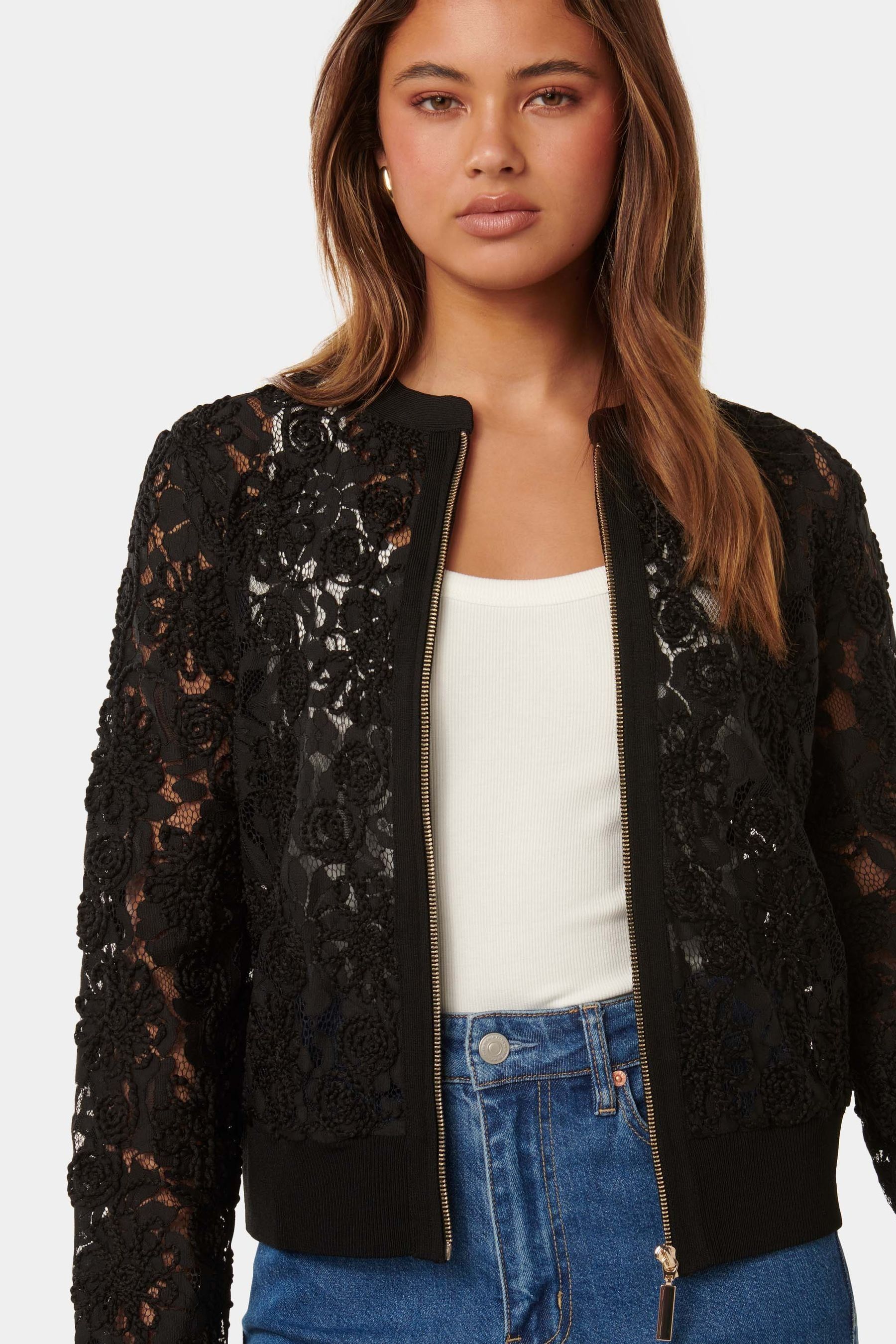Lace bomber top