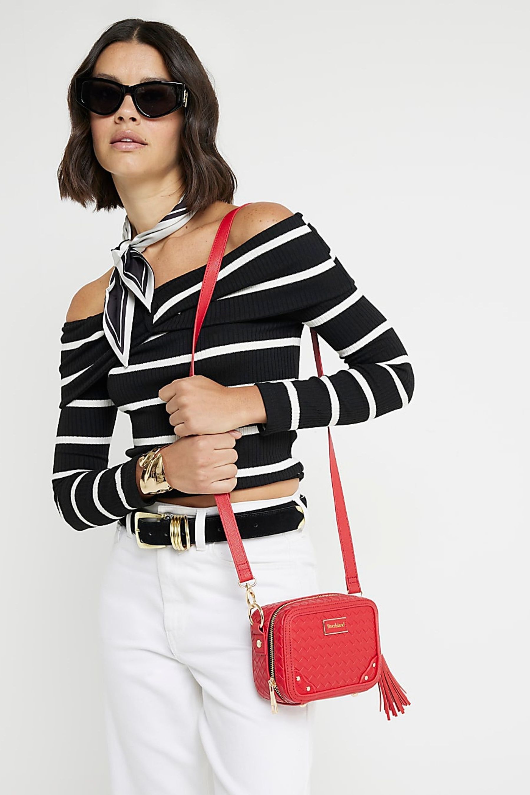 Buy River Island Red Weave Oval Boxy Bag from Next Luxembourg