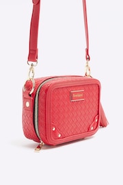 River Island Red Weave Oval Boxy Bag - Image 4 of 5