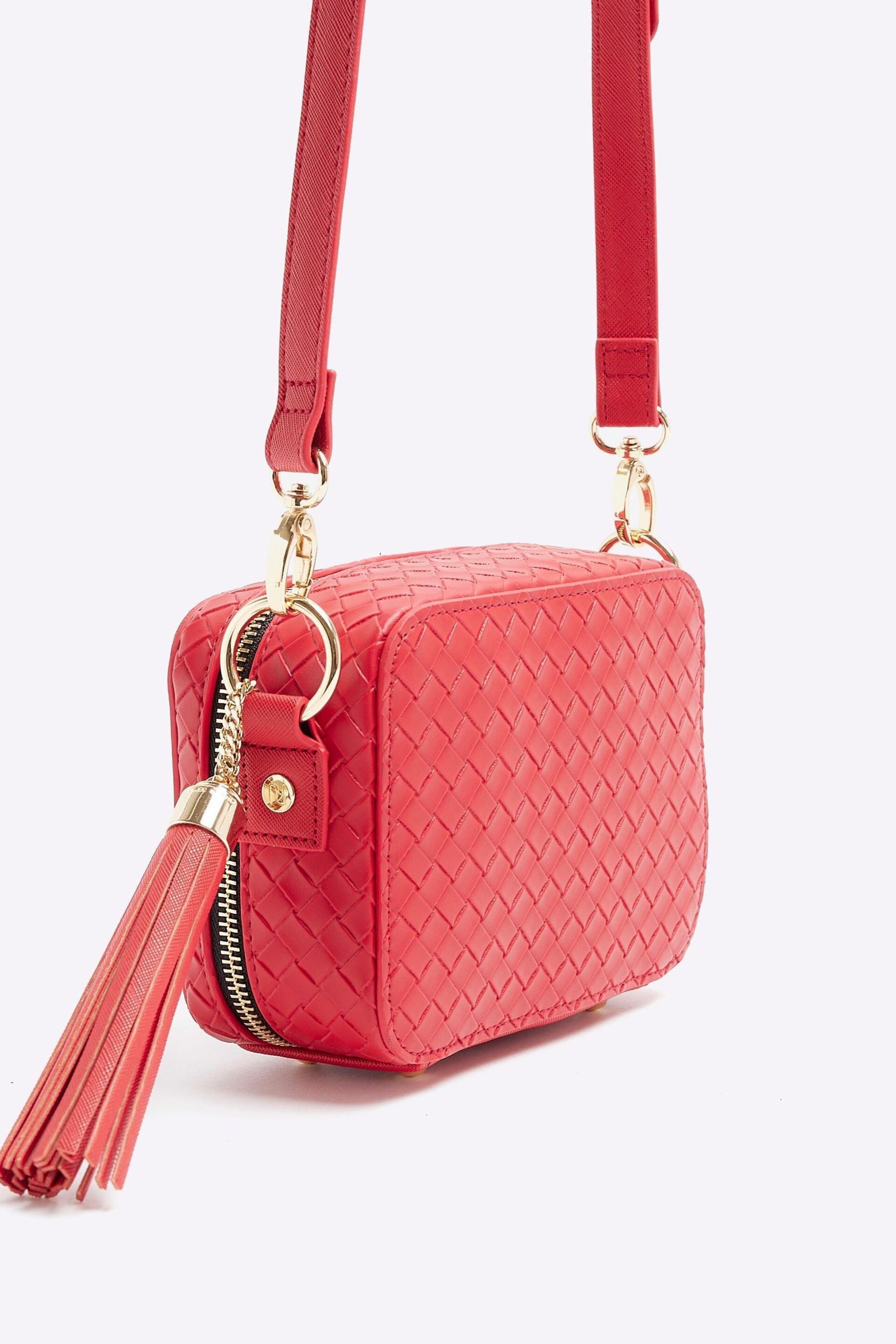 River Island Red Weave Oval Boxy Bag - Image 5 of 5