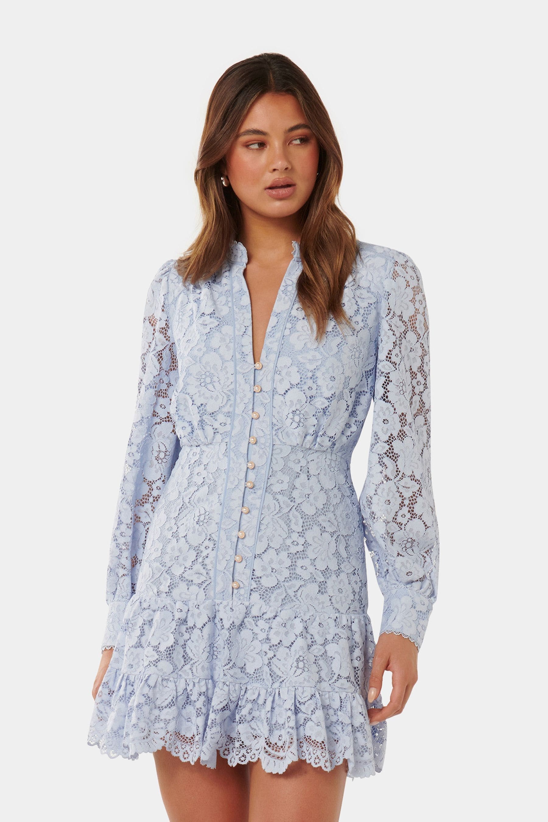 Buy Forever New Blue Evie Petite Lace Mini Dress from Next Luxembourg