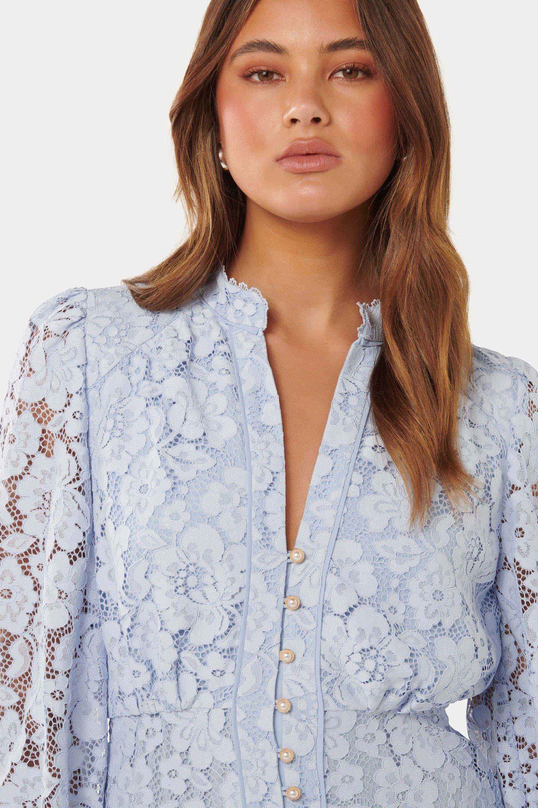 Forever New Blue Evie Petite Lace Mini Dress