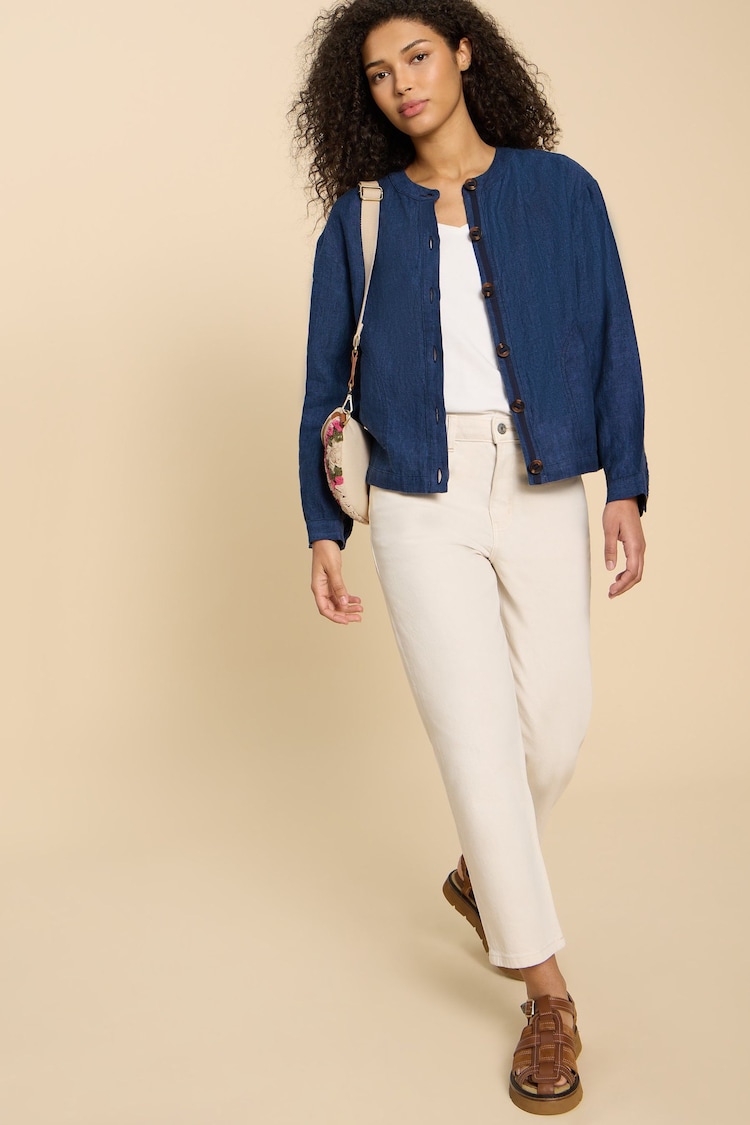 White Stuff Blue Adele 100% Linen Jacket - Image 1 of 7