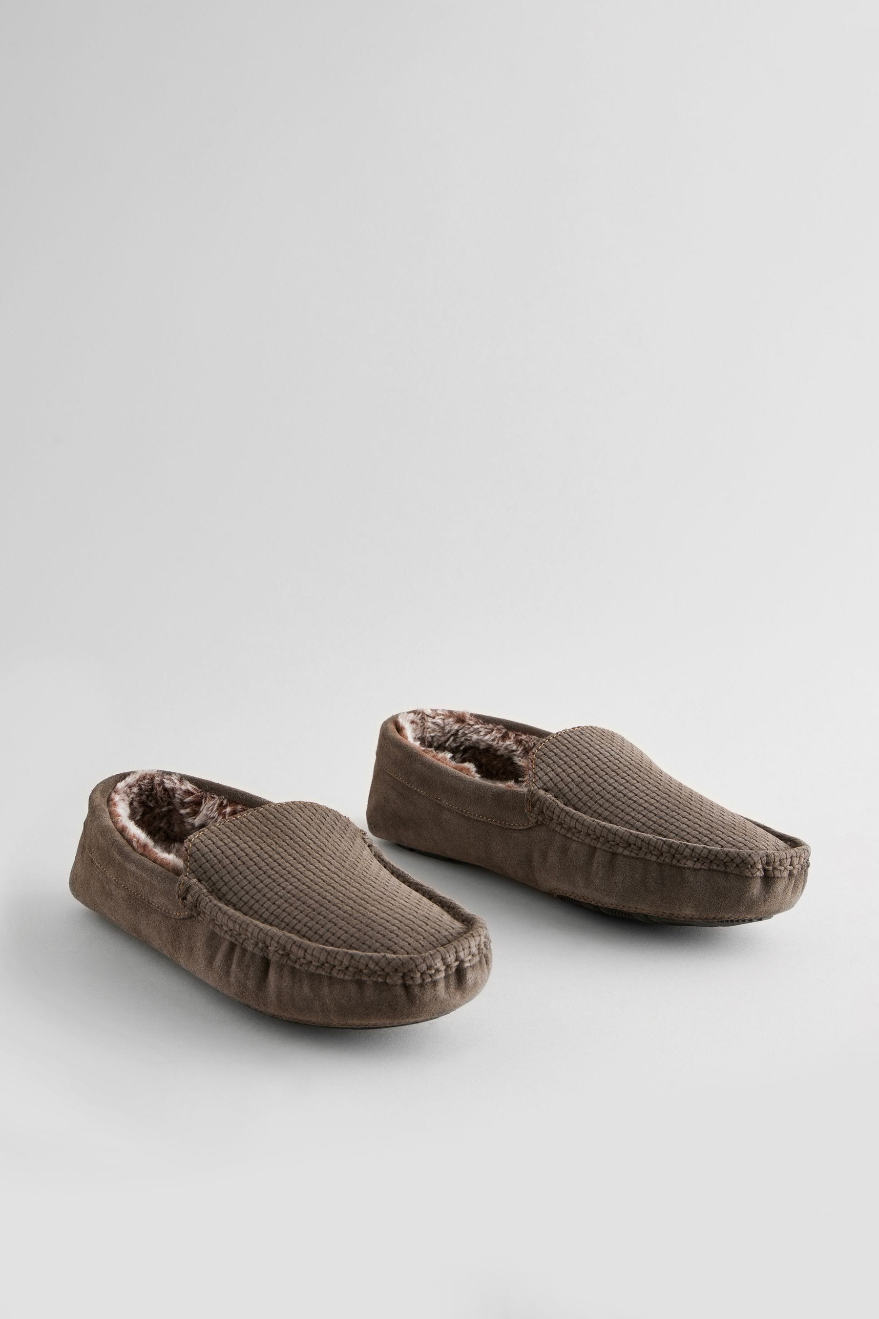 Brown Faux Fur Lined Moccasins