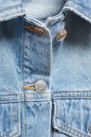 Mango Blue 100% Cotton Denim Jacket With Frayed Hem - Image 8 of 8