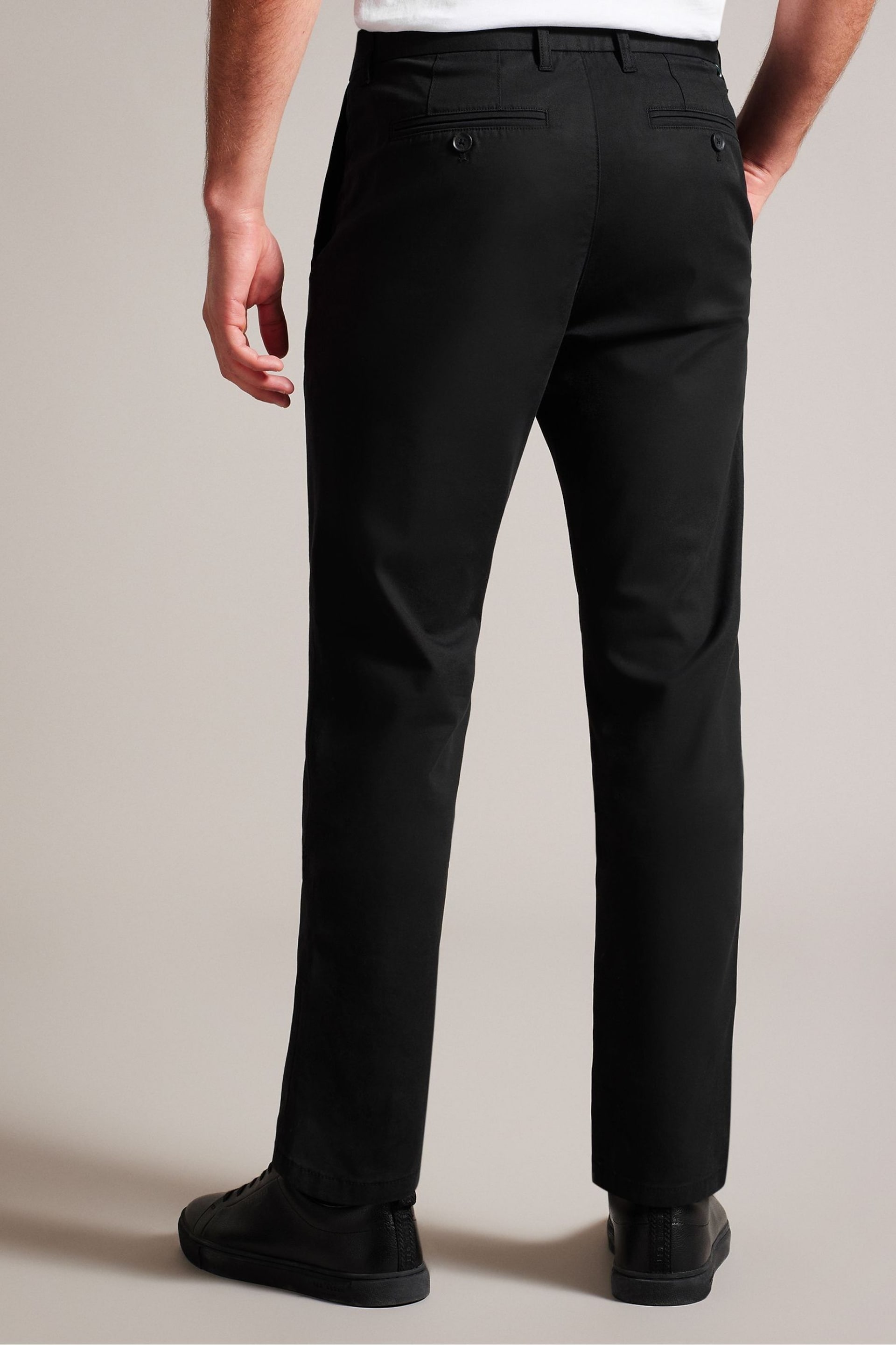 Ted Baker Black Slim Fit Haydae Textured Chino Trousers - Image 3 of 5