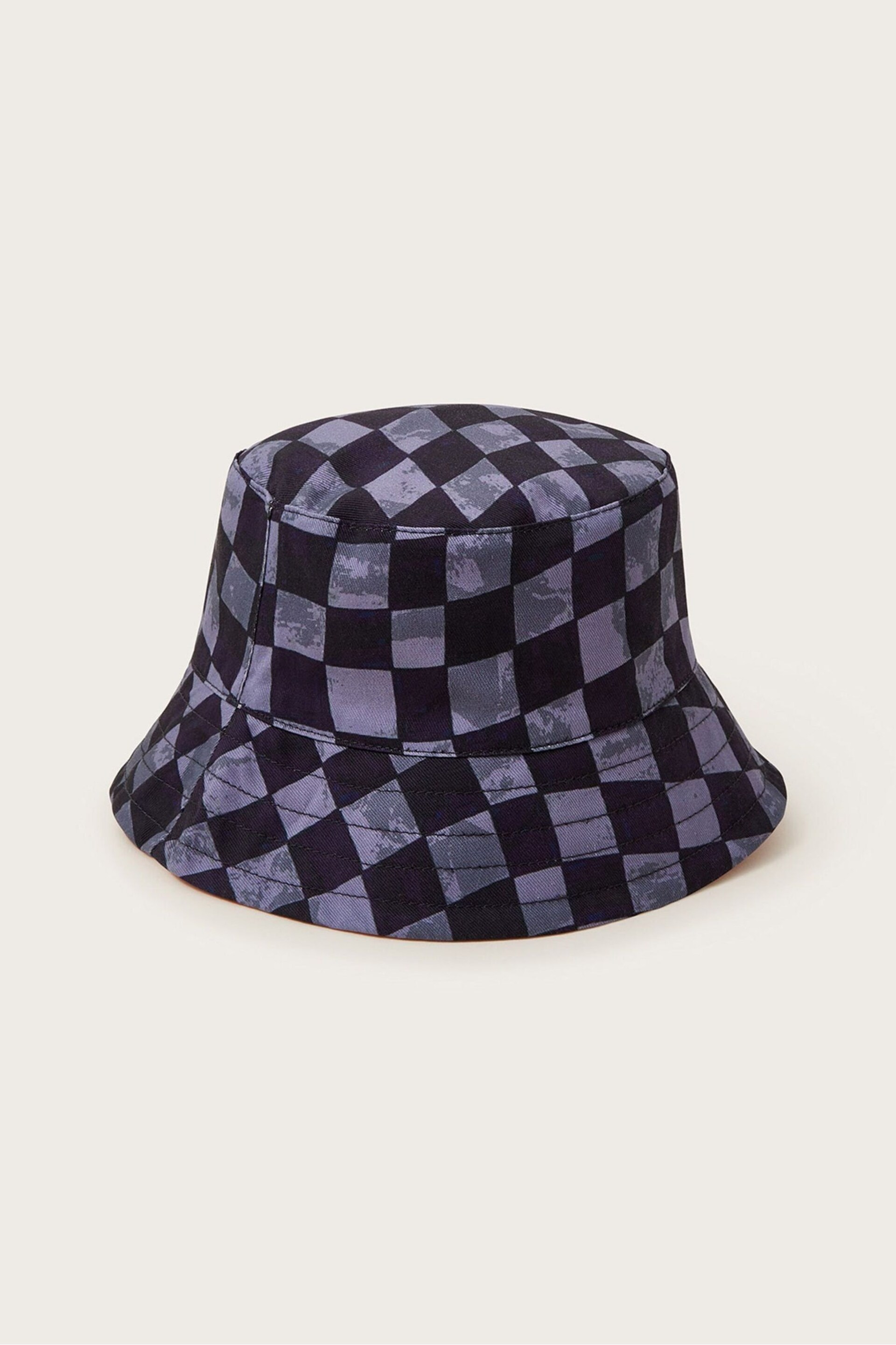 Monsoon Black Reversible Check Bucket Hat - Image 3 of 4