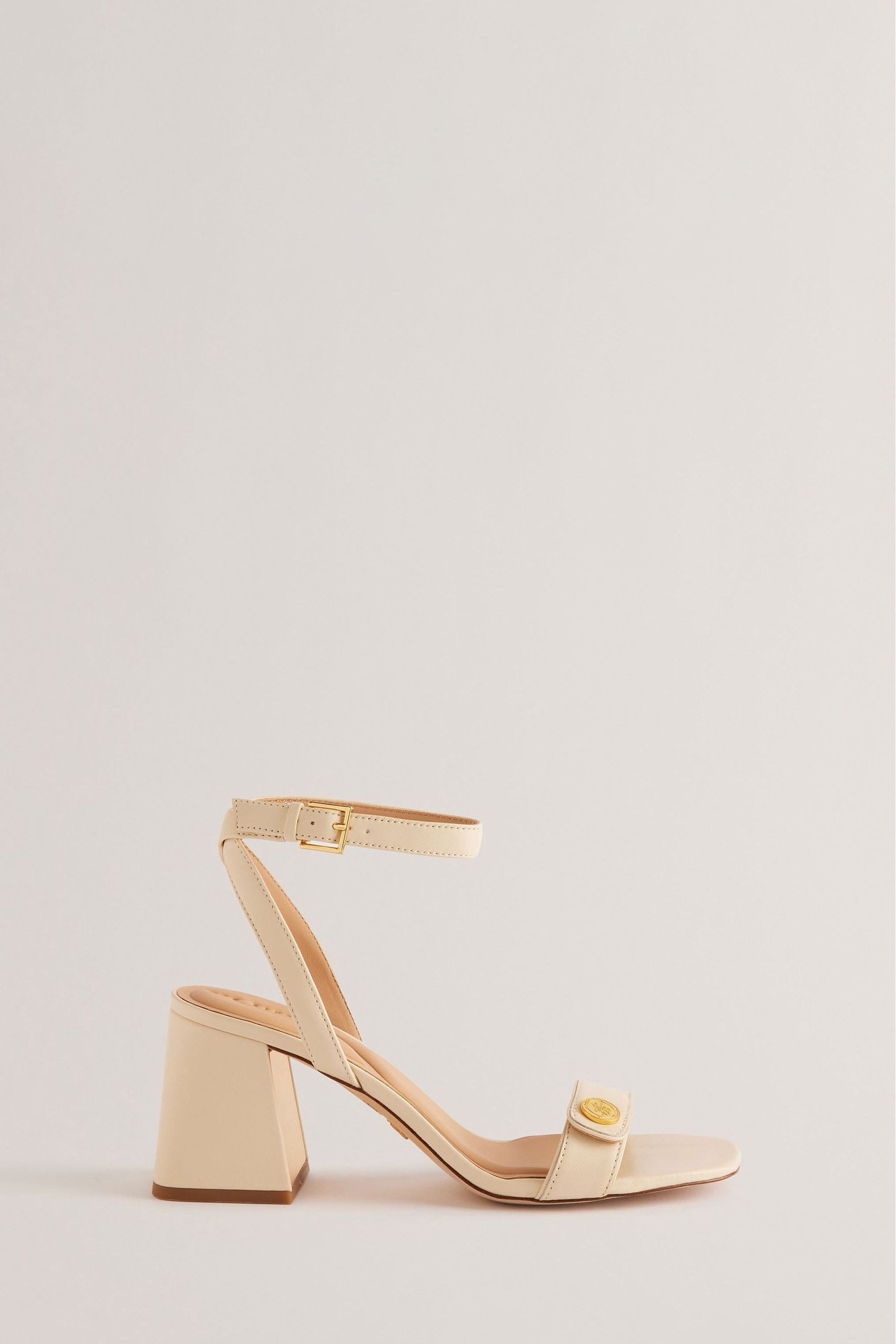 Buy Ted Baker Cream Milliiy Mid Block Heel Sandals With Signature Coin from Next Luxembourg