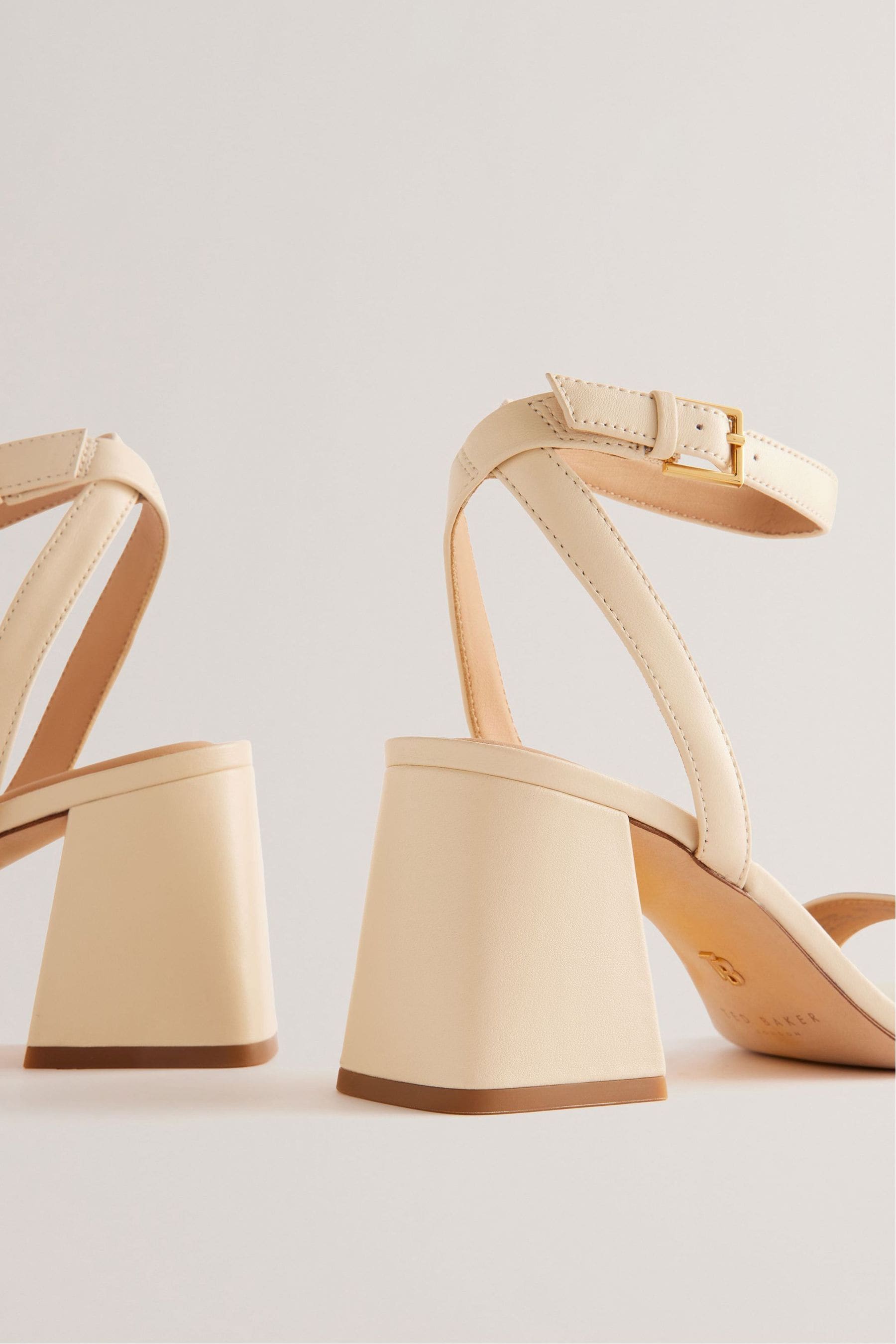 Buy Ted Baker Cream Milliiy Mid Block Heel Sandals With Signature Coin from Next Ireland