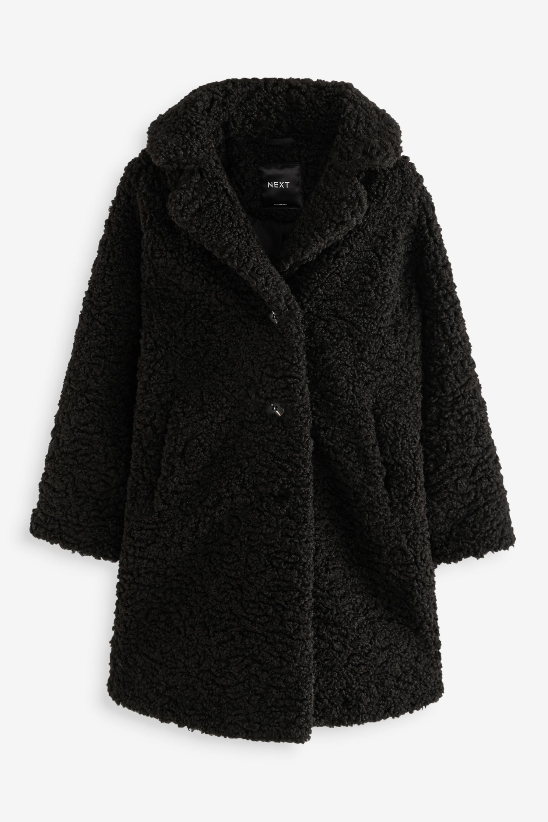 Womens black teddy coat discount