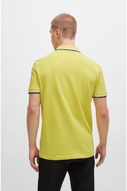 BOSS Yellow Cotton Polo Shirt With Contrast Logo Details - Image 3 of 5